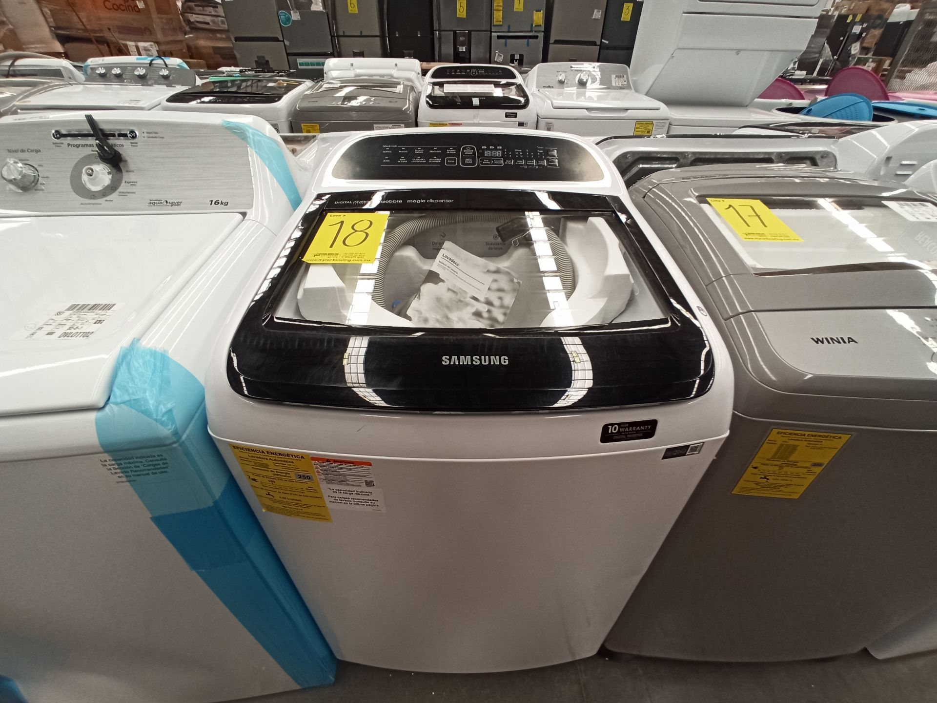 Lote de 2 Lavadoras contiene: 1 Lavadora de 19 KG Marca SAMSUNG, Modelo WA19T6260BV, Serie N/D, Col