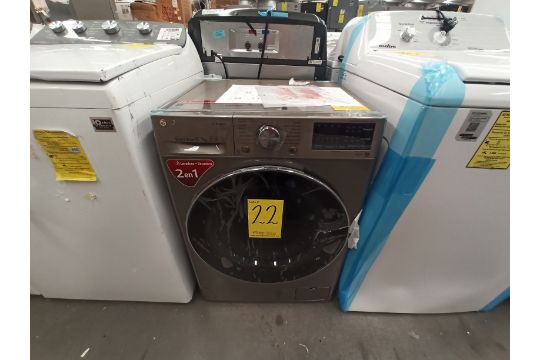 de 2 Lavadoras contiene: 1 Lavasecadora de 12/7 KG Marca LG, Modelo WD12VVC4S6S, Serie W1M94