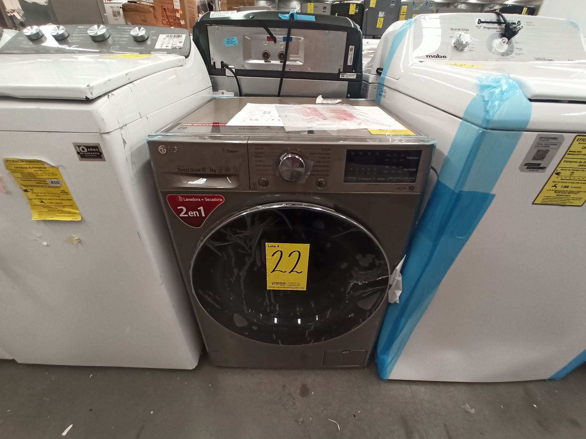 Lote de 2 Lavadoras contiene: 1 Lavasecadora de 12/7 KG Marca LG, Modelo WD12VVC4S6S, Serie W1M946, - Image 2 of 18