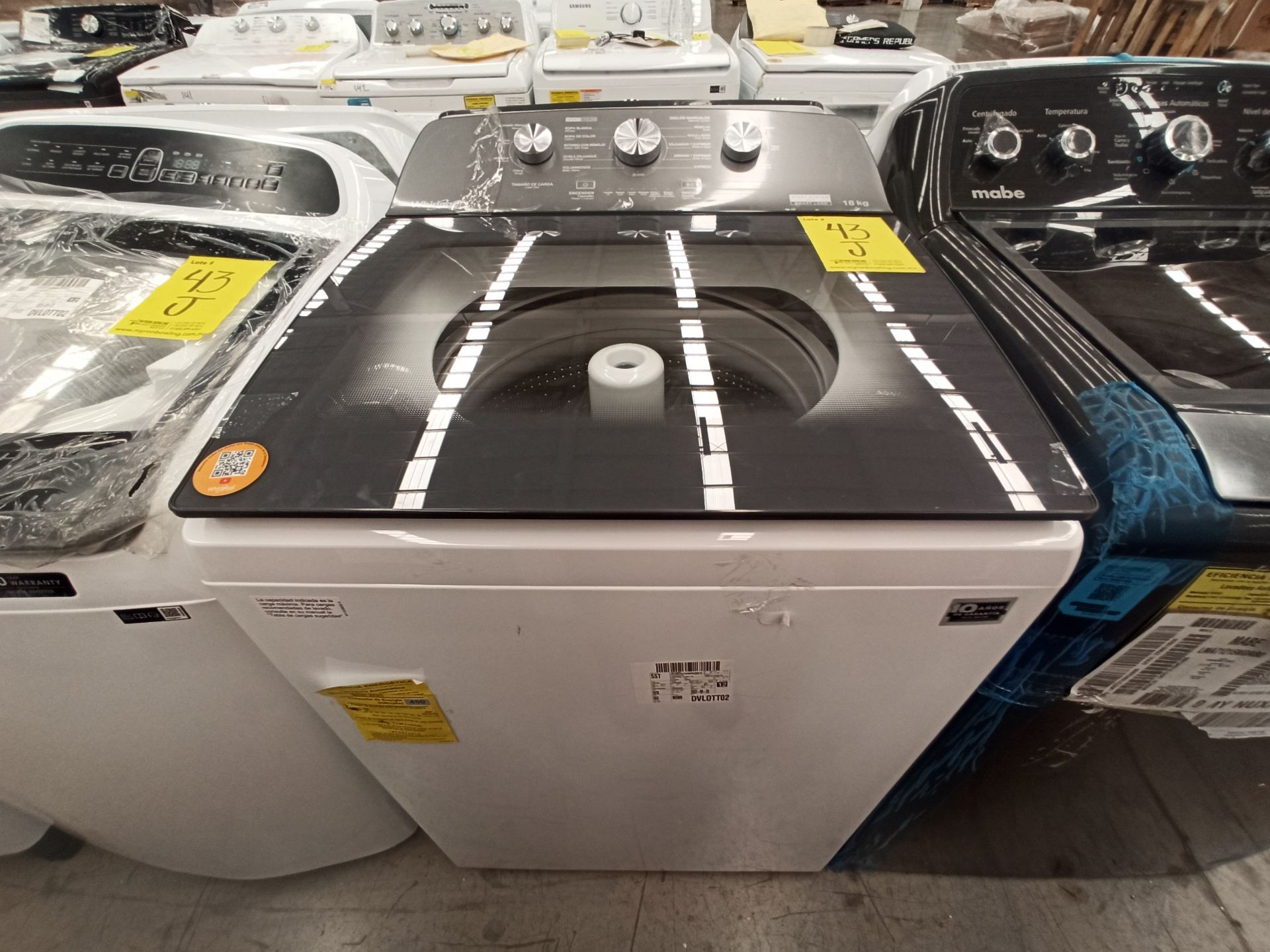 Lote de 2 Lavadoras contiene: 1 Lavadora de 18 KG Marca WHIRLPOOL, Modelo 8MWTW1823WJM0, Serie HLB1