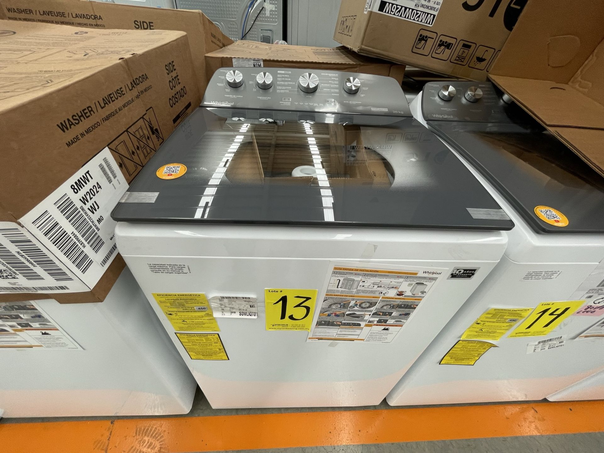 (EQUIPO NUEVO) 1 Lavadora de 20 KG, Marca WHIRPOOL, Modelo 8MWTW2024JWM0, Serie HLB749817, Color BL