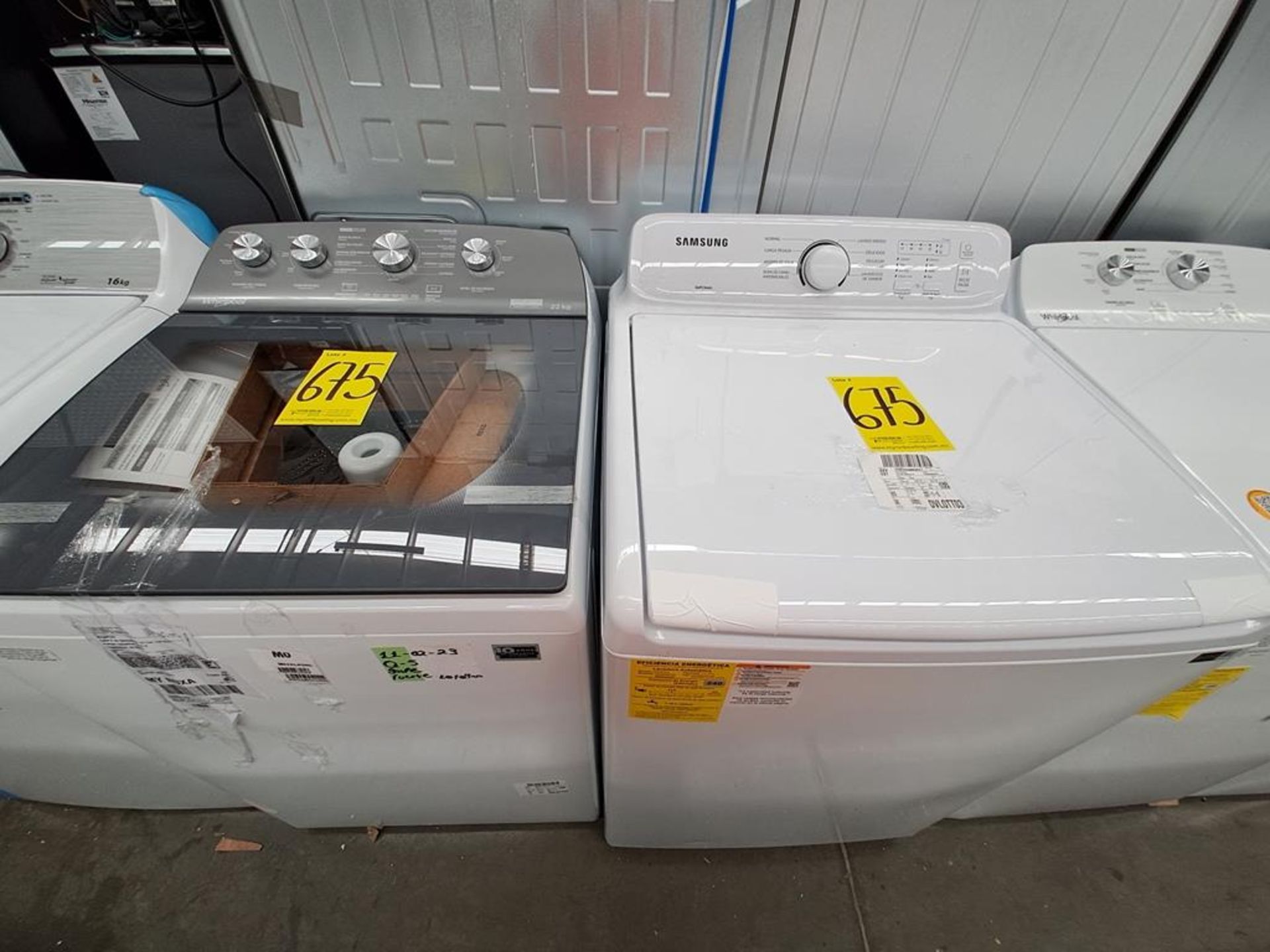 Lote de 2 lavadoras contiene: 1 Lavadora de 20 KG Marca SAMSUNG, Modelo WA20A3351GW, Serie TB00471H