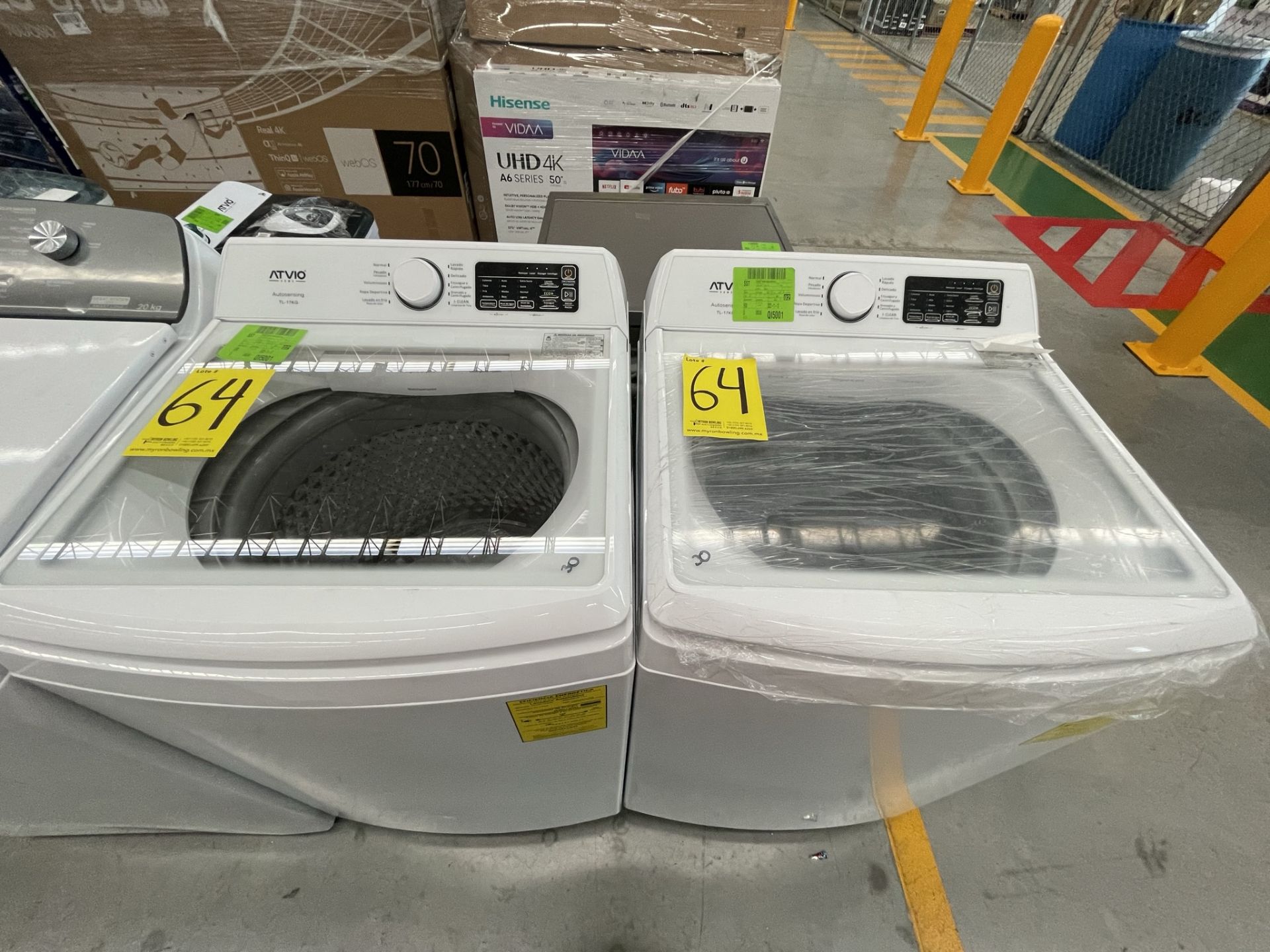 (Detalle estético) Lote de 2 lavadoras contiene: 1 Lavadora de 17 KG Marca ATVIO, ModeloTL17KG, Ser