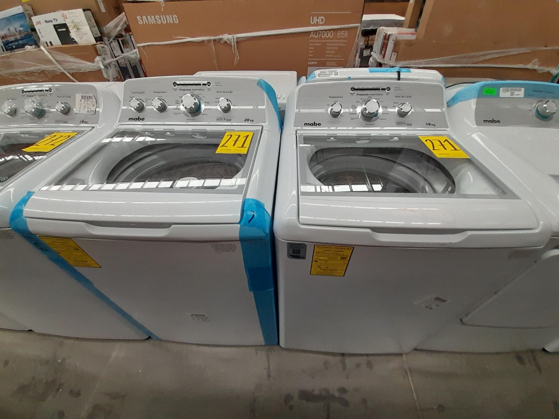 Lote de 2 lavadoras Contiene: 1 lavadora de 20 KG, marca MABE, modelo LMA70214VBAB03, serie S12869,