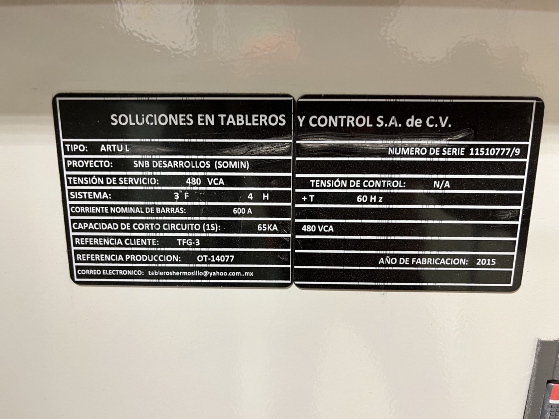 ABB distribution board, serial number 11510777/9, with ABB 400 A main switch, year 2015. / Tablero - Bild 3 aus 4