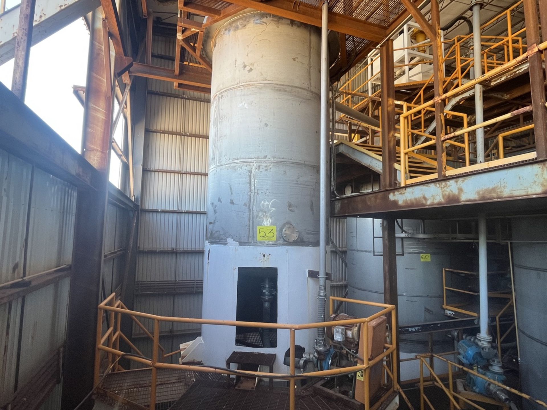 Stainless steel storage tank measuring approximately 2.30 meters in diameter x 5 meters high; inclu - Image 9 of 21