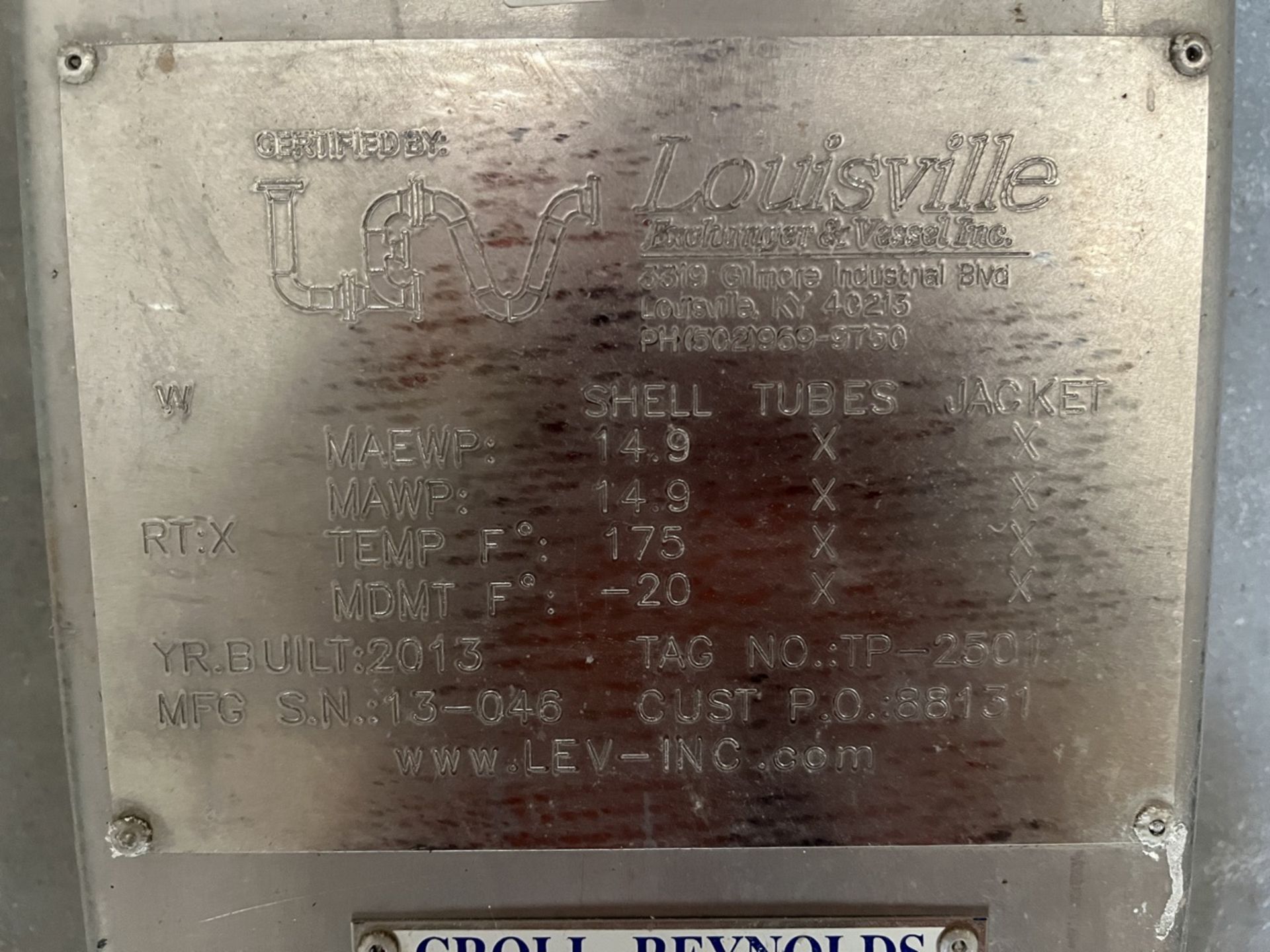 LOUSVILLE stainless steel tank for high temperatures, Series 13-046, range from -20 F° to 175 F°, y - Image 12 of 16