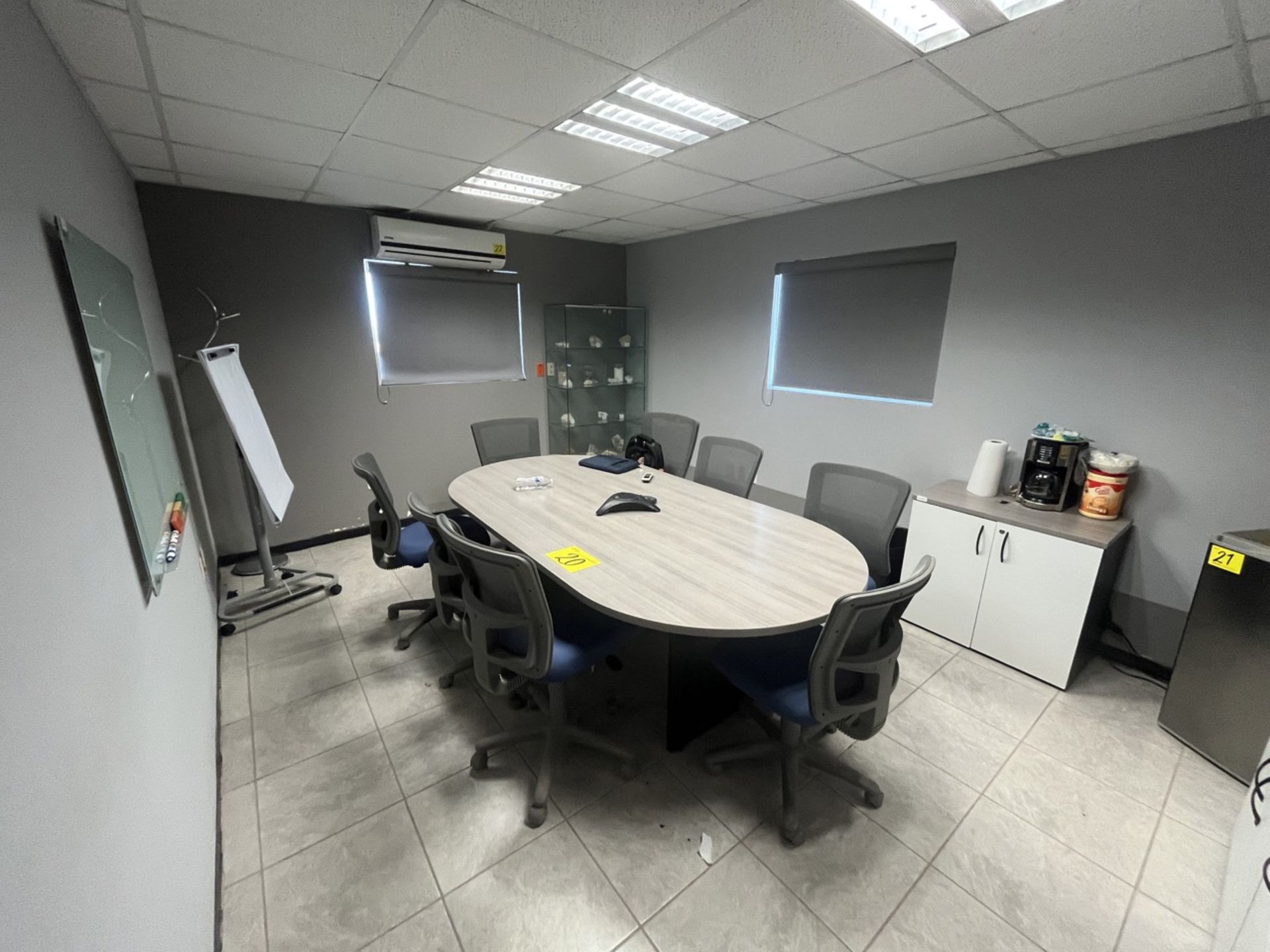 Meetingroom includes: Wooden table with melamine refinement, measuring approximately 3.16 x 1.20 x