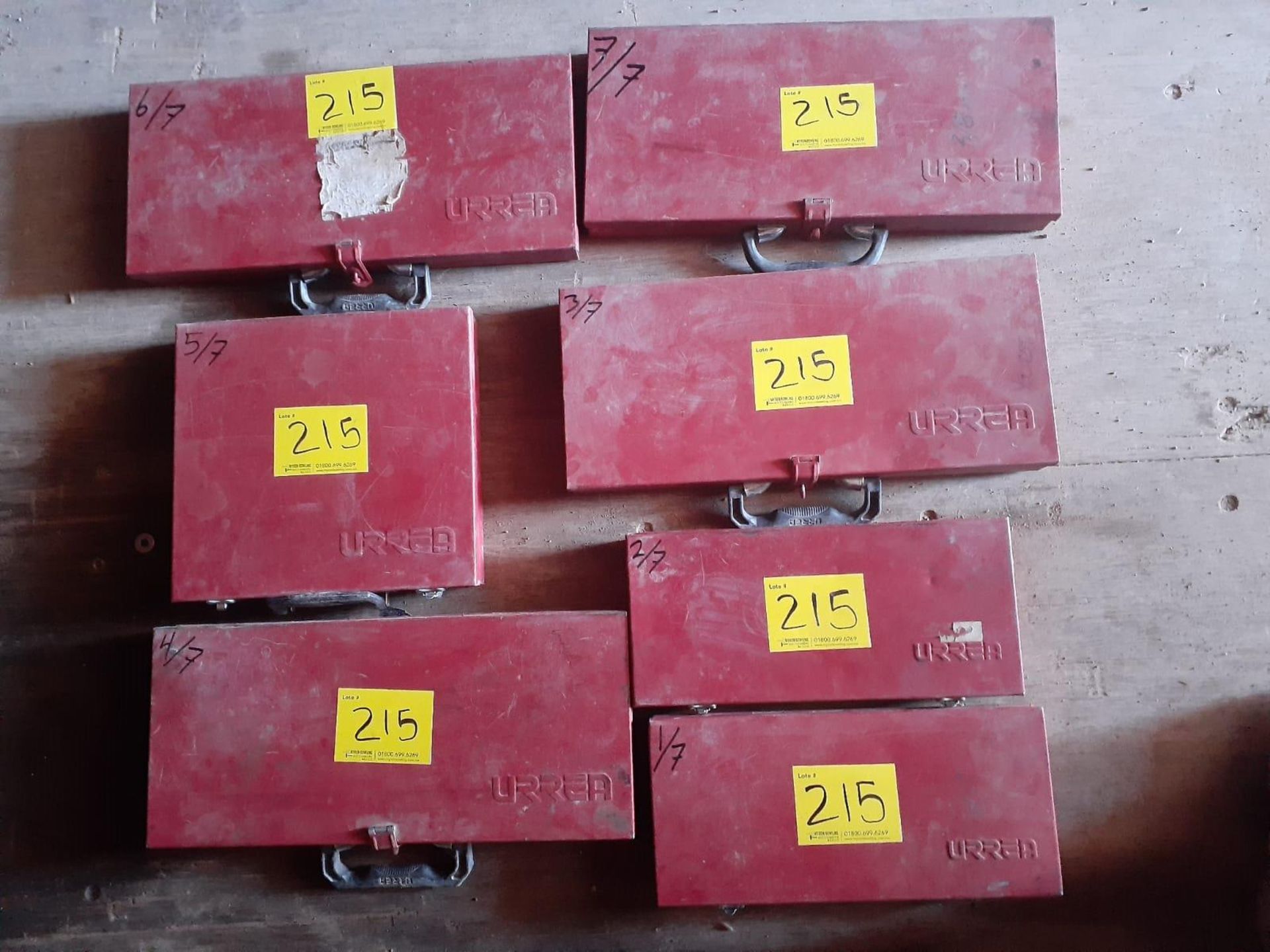 Lot of 7 Urrea boxes with dice sets of different sizes. / Lote de 7 cajas con juegos de dados de di - Image 27 of 29