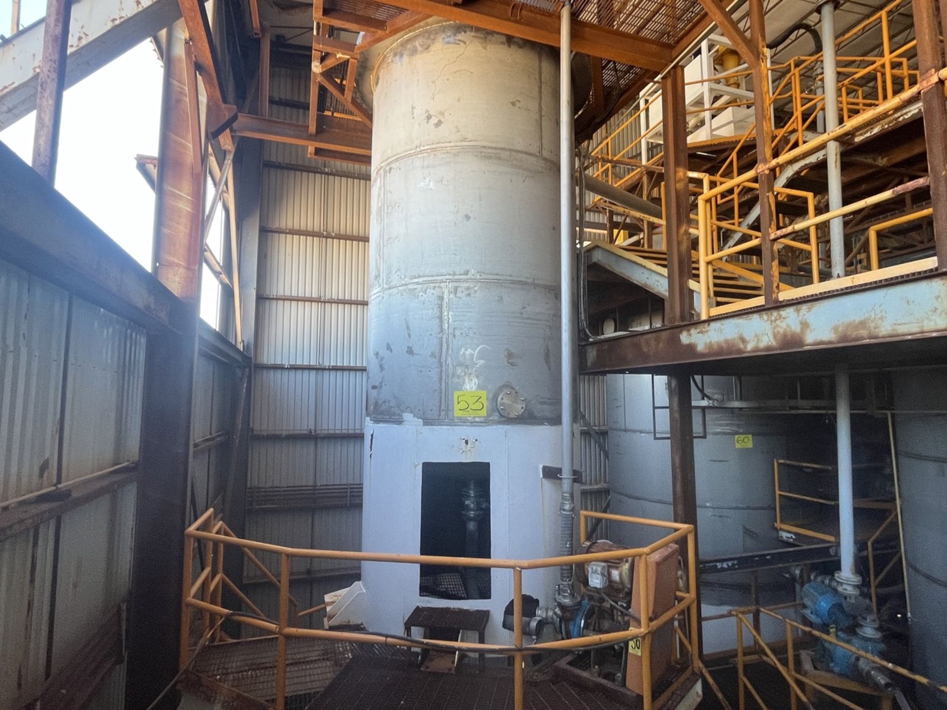 Stainless steel storage tank measuring approximately 2.30 meters in diameter x 5 meters high; inclu - Image 8 of 21