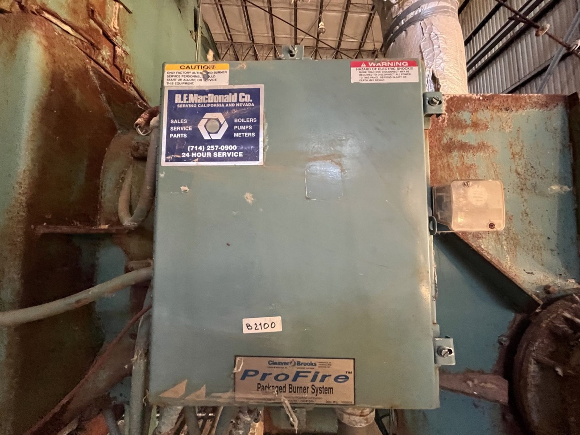 CLAVER BROOKS Steam Boiler, Model CBL 700 1300, Series OL100346, Year 2000; Rated capacity 800 to 1 - Image 36 of 43