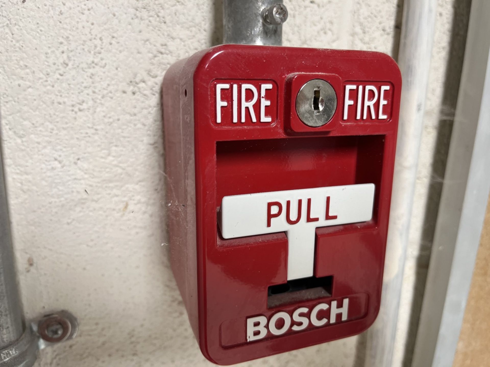Bosh Fire alarm system of approximately 10 station levers, includes conduit piping system and smoke - Image 2 of 3