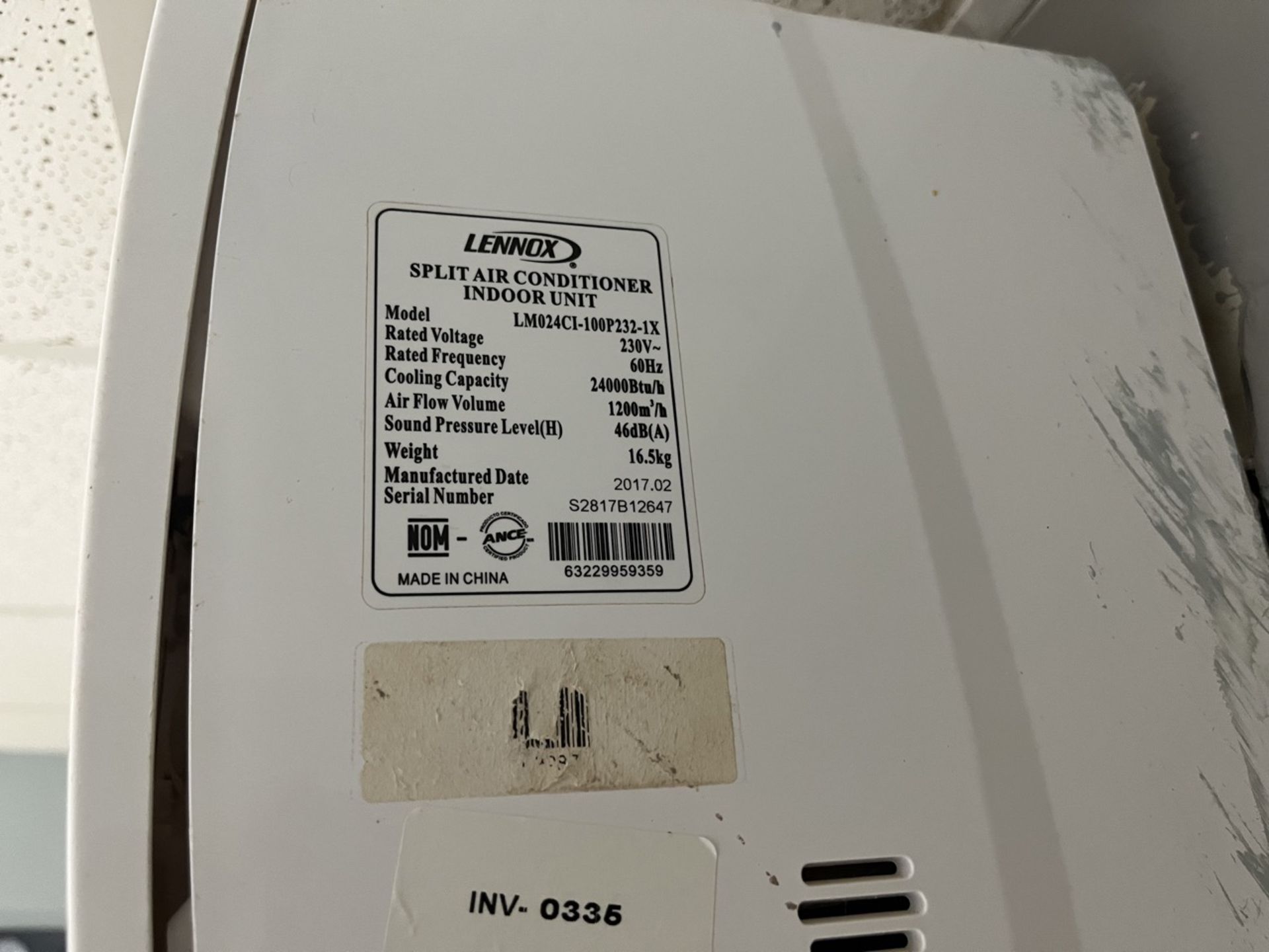 Lennox Minisplit air conditioner, Model LM024CI-100P232-1X, Series S2817B12647, 230 Volts, 60 Hz; I - Image 2 of 7