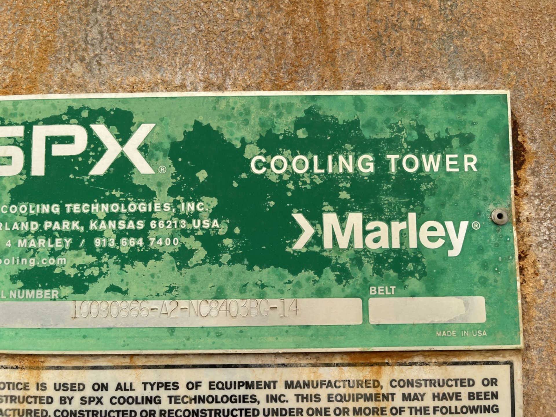 SPX Marley Cooling Tower, Model NC8403TAN2BGF, Series 10090866-A2-NC8403BG-14, Year 2009; 1 cell 25 - Image 18 of 23