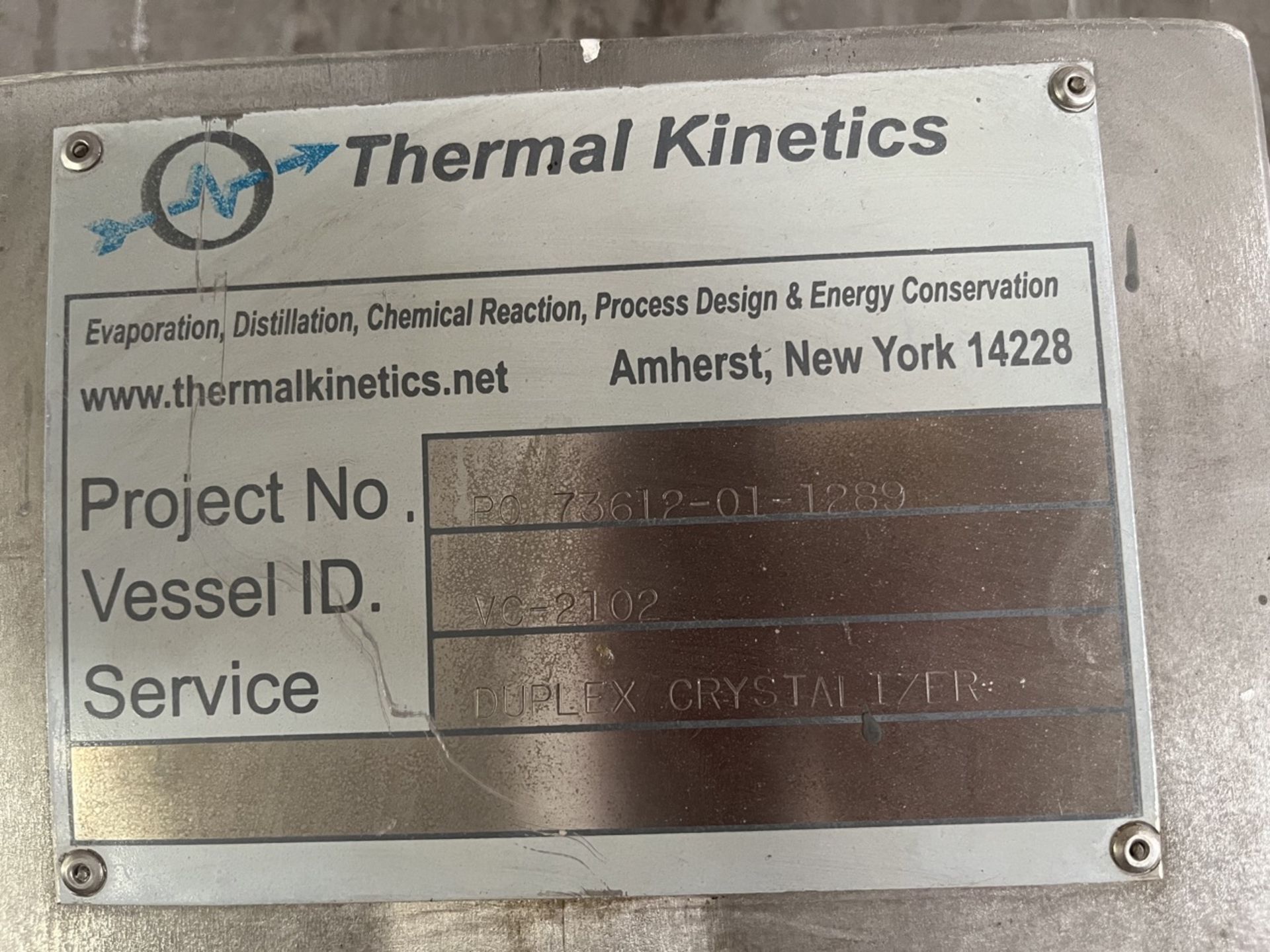 Evaporator 1 THERMAL KINETICS, vessel Id: VC-2102, crystallized duplex, M.A.W.P. 25 temp 250, year - Image 3 of 77