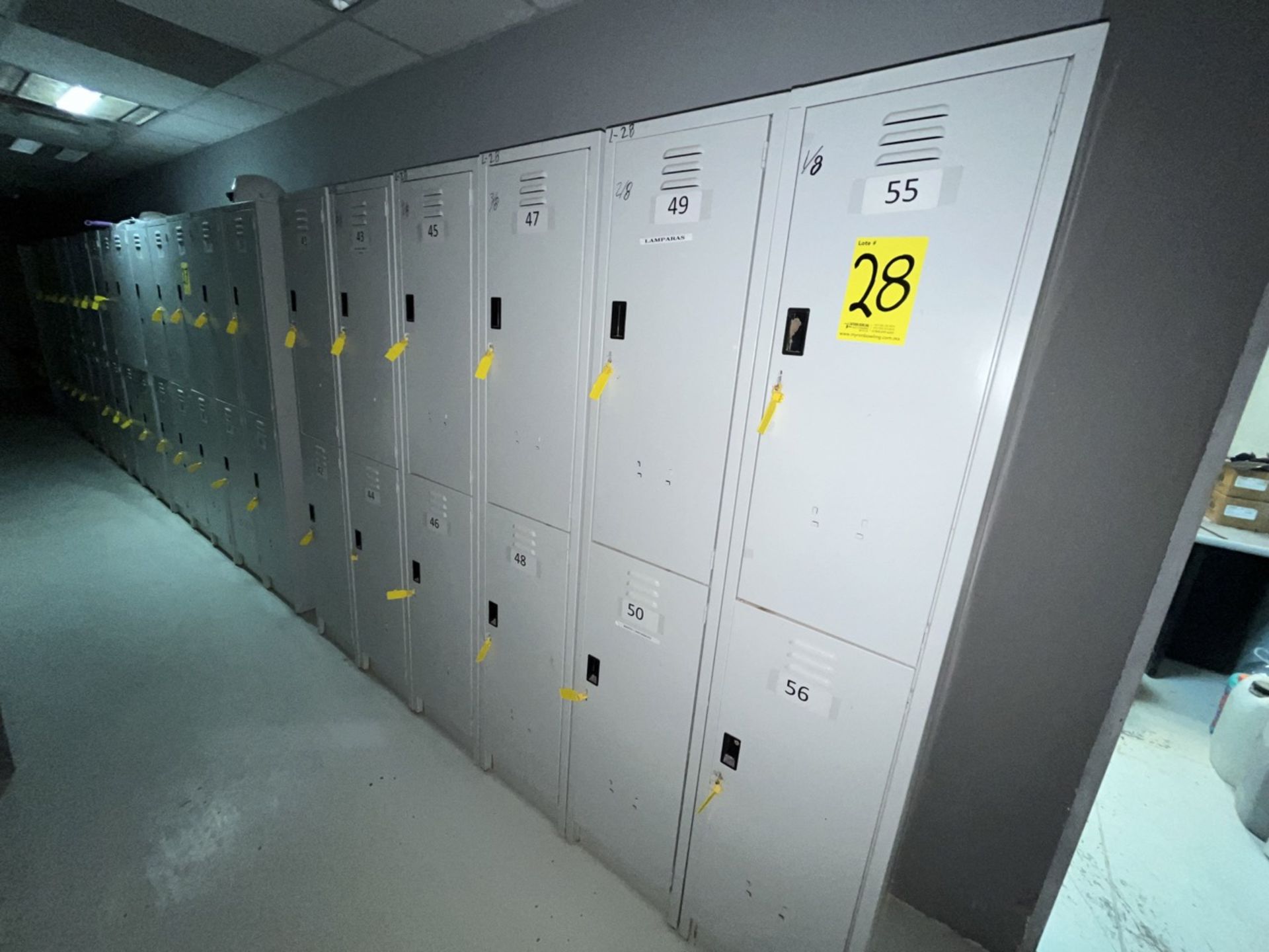 Lot of 8 storage lockers of 2 spaces each, measuring approximately 0.40 x 0.40 x 1.80 meters. / Lo