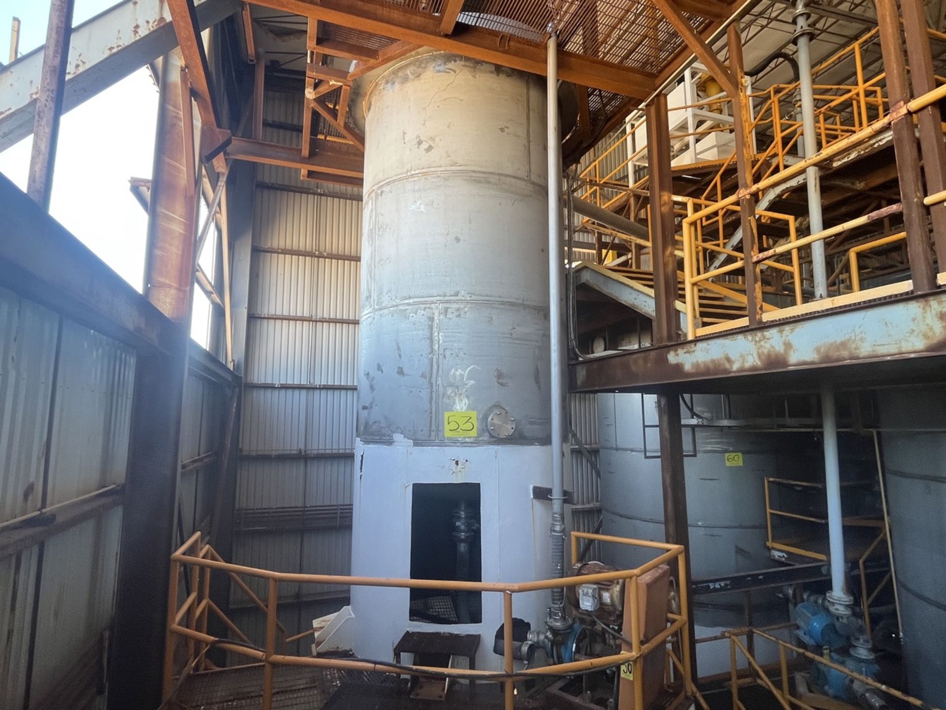 Stainless steel storage tank measuring approximately 2.30 meters in diameter x 5 meters high; inclu - Image 7 of 21