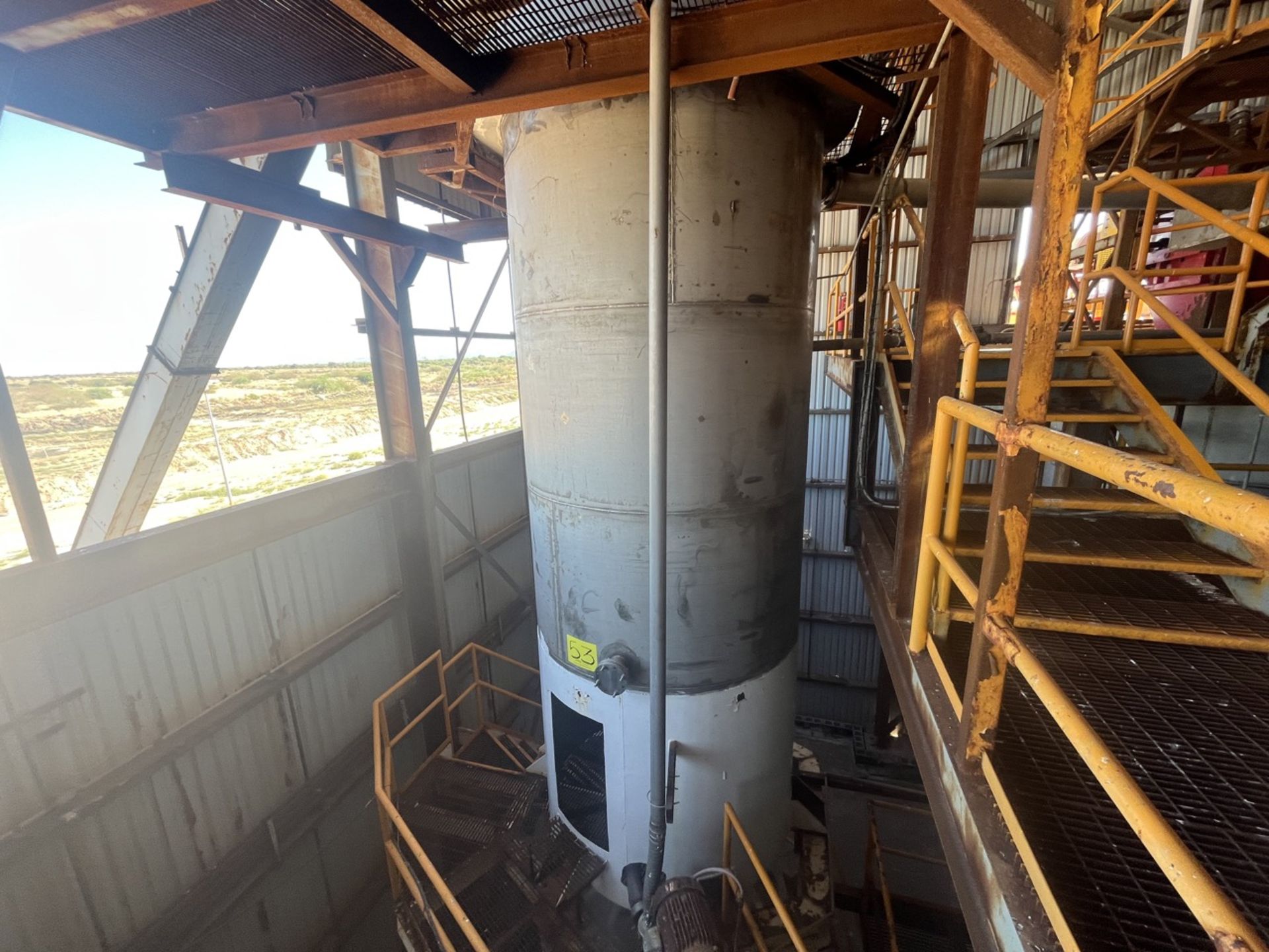 Stainless steel storage tank measuring approximately 2.30 meters in diameter x 5 meters high; inclu - Image 2 of 21