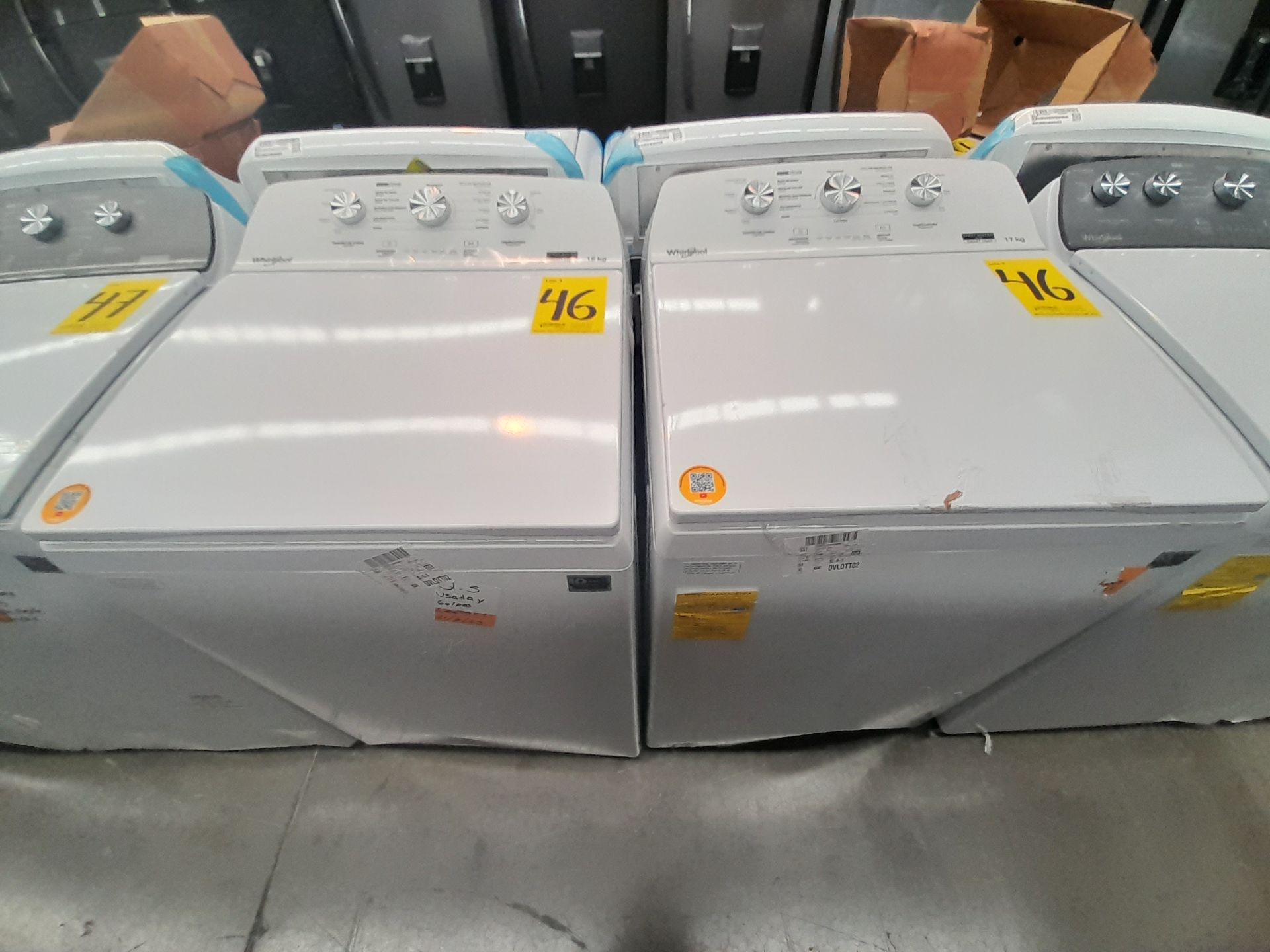 Lote de 2 lavadoras contiene: 1 lavadora de 17 KG, Marca WHIRPOOL, Modelo 8MWTW1713MJQ1, Serie ND,