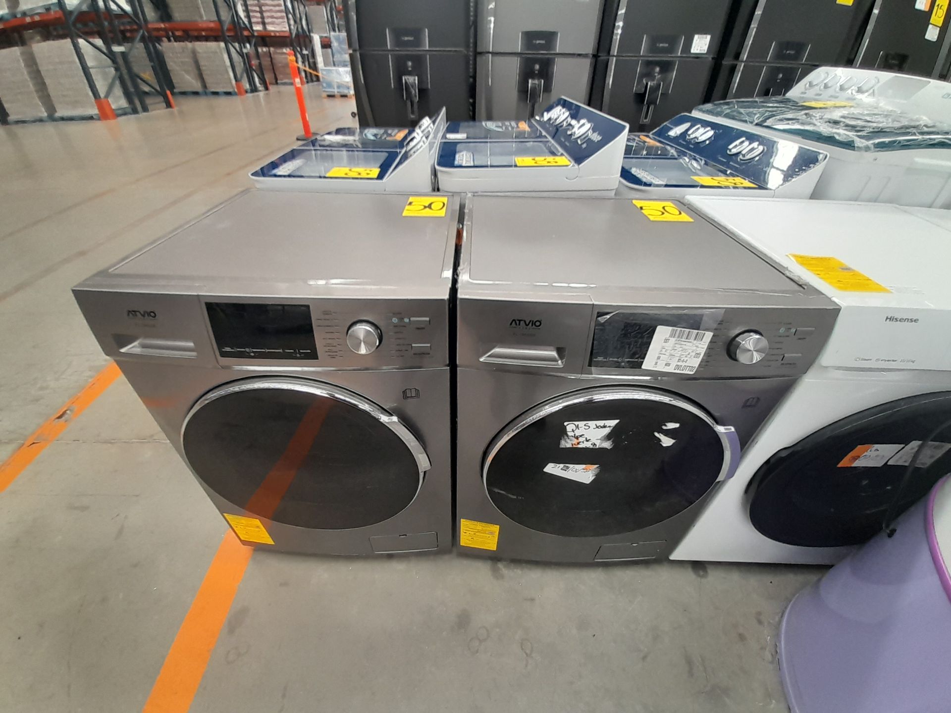 Lote de 2 lavadoras contiene: 1 lavadora de 15 KG, Marca ATVIO, Modelo FL15KGDS, Serie ND, Color GR