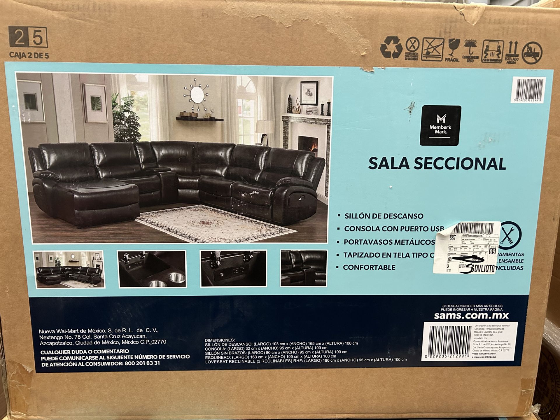 Lote de 5 Cajas, Contiene; 1 Sala Seccional Marca MEMBER'S MARK, Modelo FLS22310, Color NEGRO. - Image 4 of 5