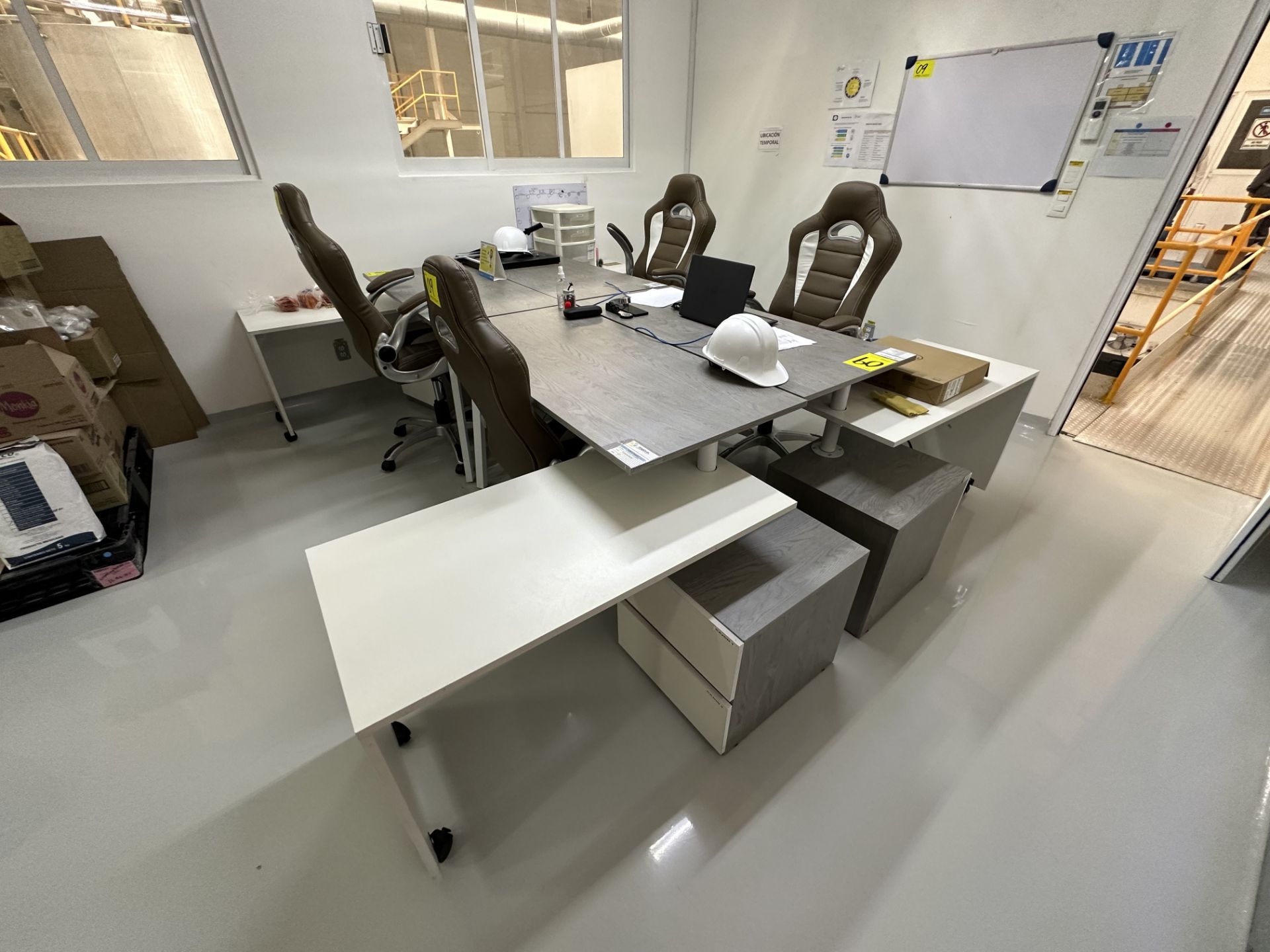 Lot of office furniture includes: 4 wooden workstations with file cabinet with 2 drawers measuring - Image 10 of 14