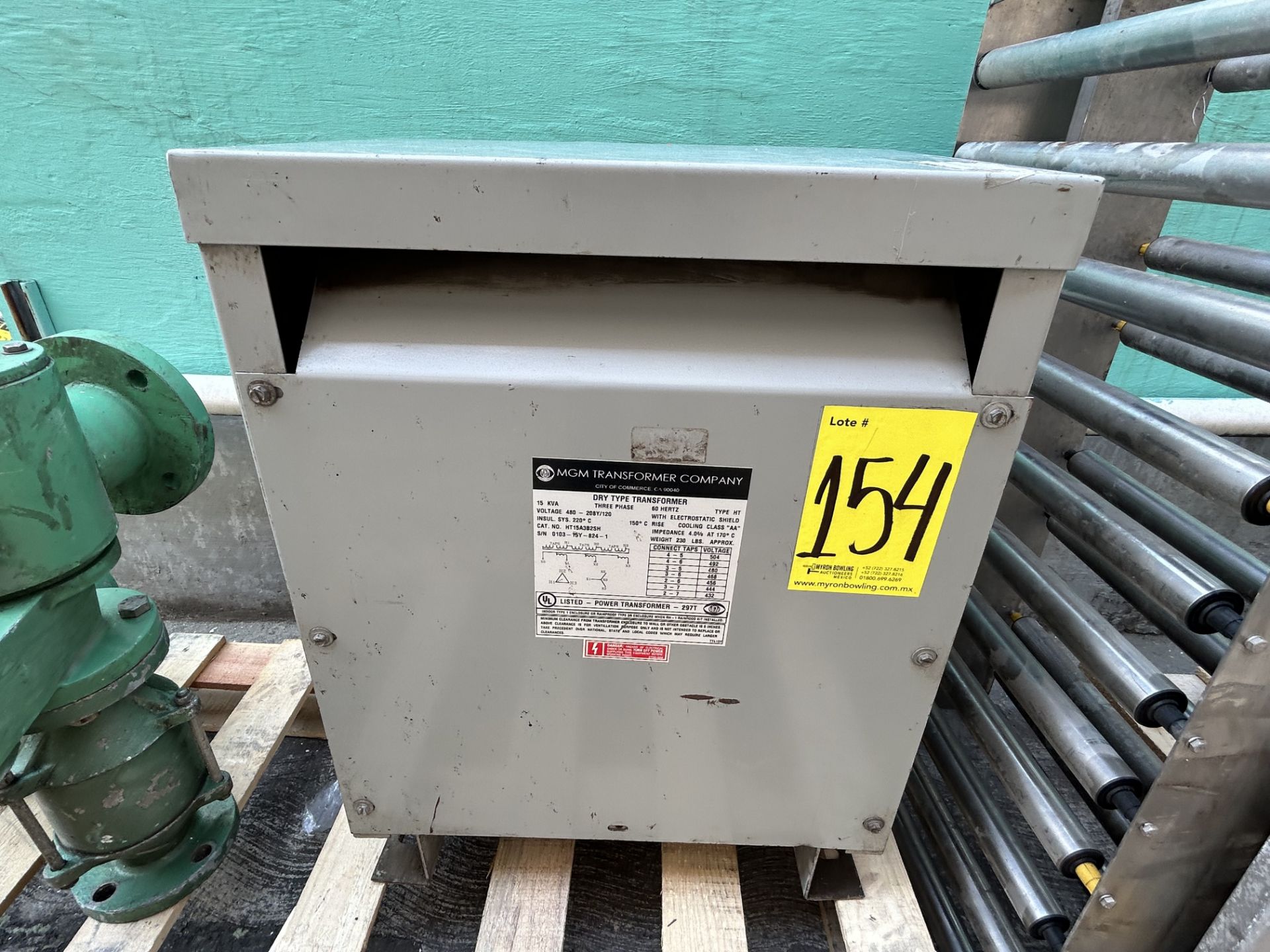 MGM TRANSFORMER COMPANY Transformer, dry type; Serial number: 0103-15Y-824-1; Capacity: 15kVA; Volt