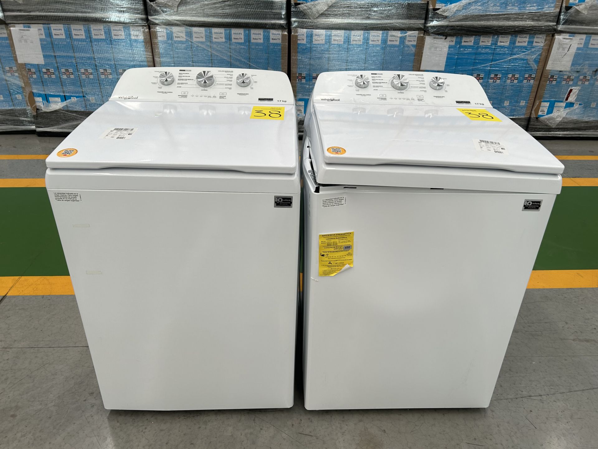 Lote de 2 Lavadoras contiene: 1 Lavadora de 17 KG, Marca WHIRPOOL, Modelo 8MWTW1713MJQ1, Serie 9410