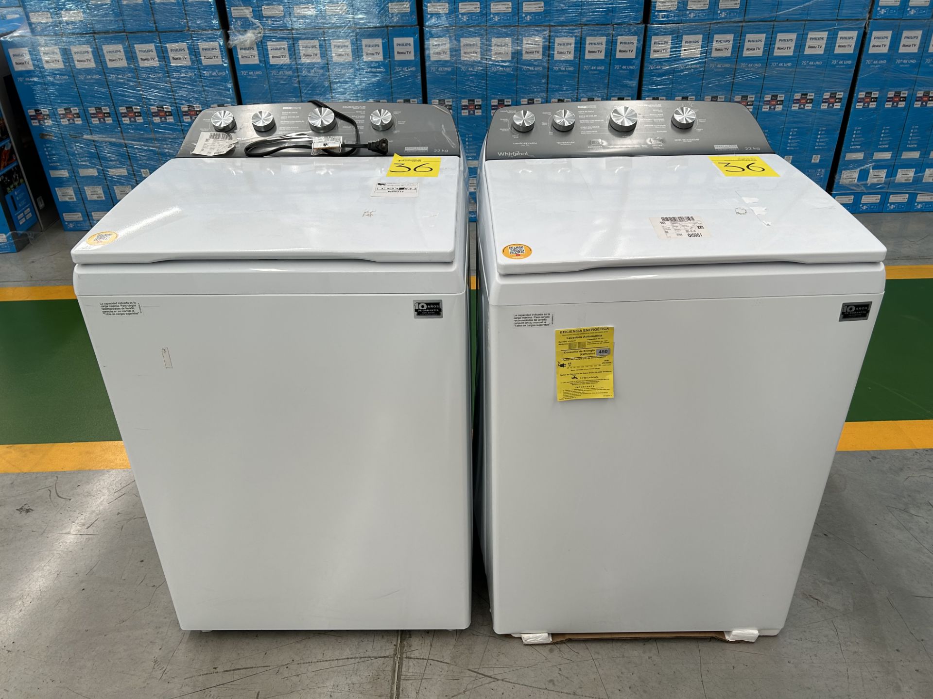 Lote de 2 Lavadoras contiene: 1 Lavadora de 22 KG, Marca WHIRPOOL, Modelo 8MWTW2224MPM0, Serie 2642