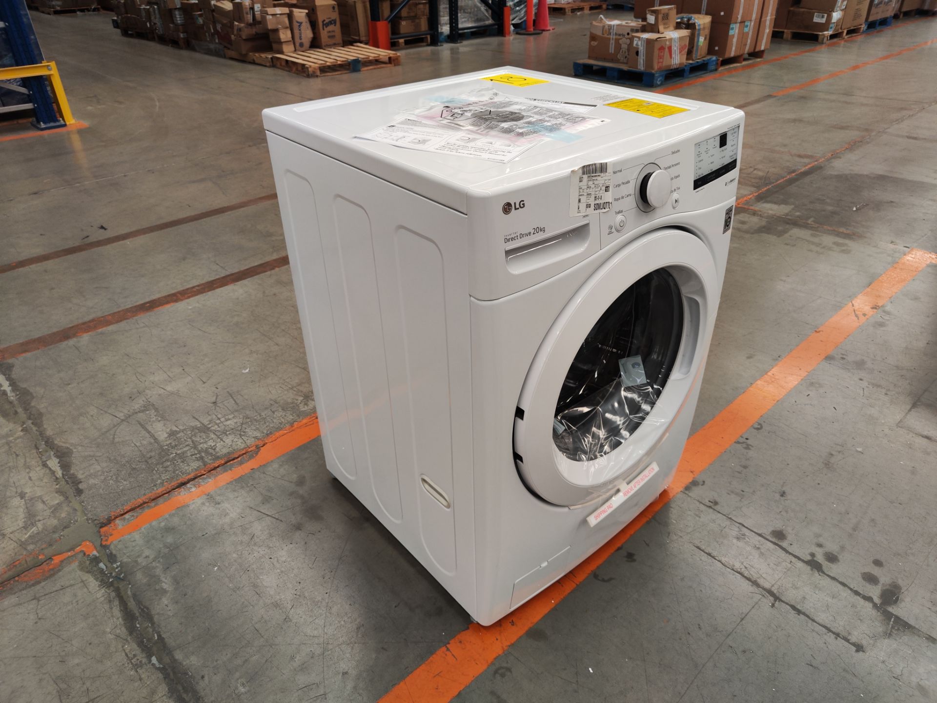 (Nuevo) Lote de 1 Lavadora de 20 KG, Marca LG, Modelo WM20WV26W, Serie 0Y923, Color BLANCO - Image 3 of 5