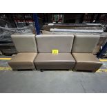 Lote de 3 Sillones Tipo Boot en Madera Forrados en Vinil color Café/Beige Medidas 125 cm x 66 cm x