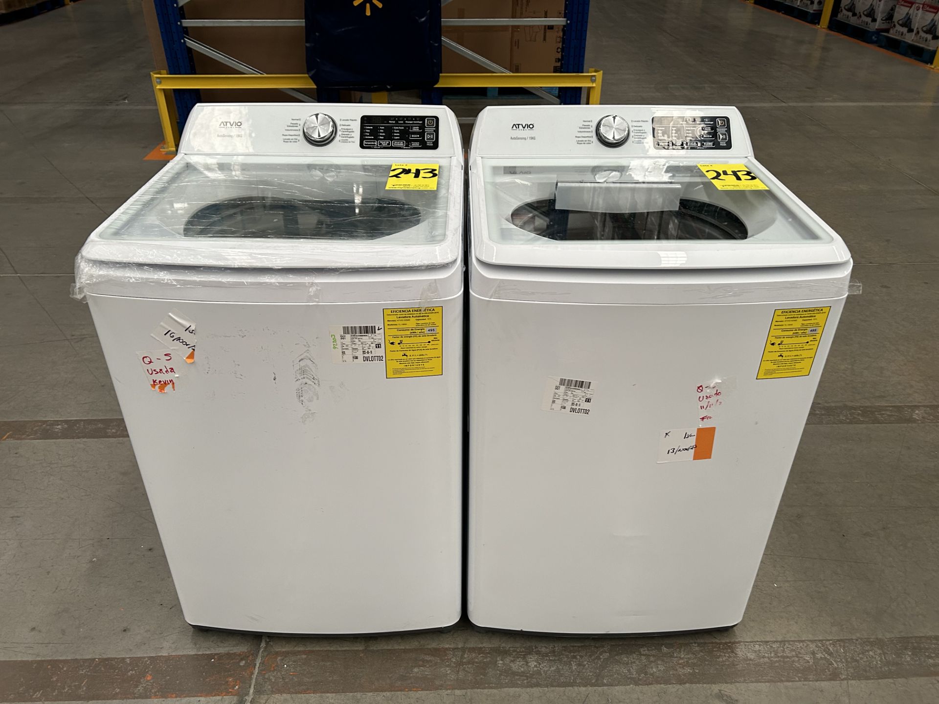 Lote de 2 Lavadoras contiene: 1 Lavadora de 19 KG, Marca ATVIO, Modelo TL19KG, Serie R0039B