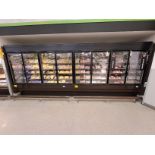 (Pago y remoción urgente) 1 Vitrina de refrigeración de 8 puertas y 2 tramos marca Hill Phoenix de