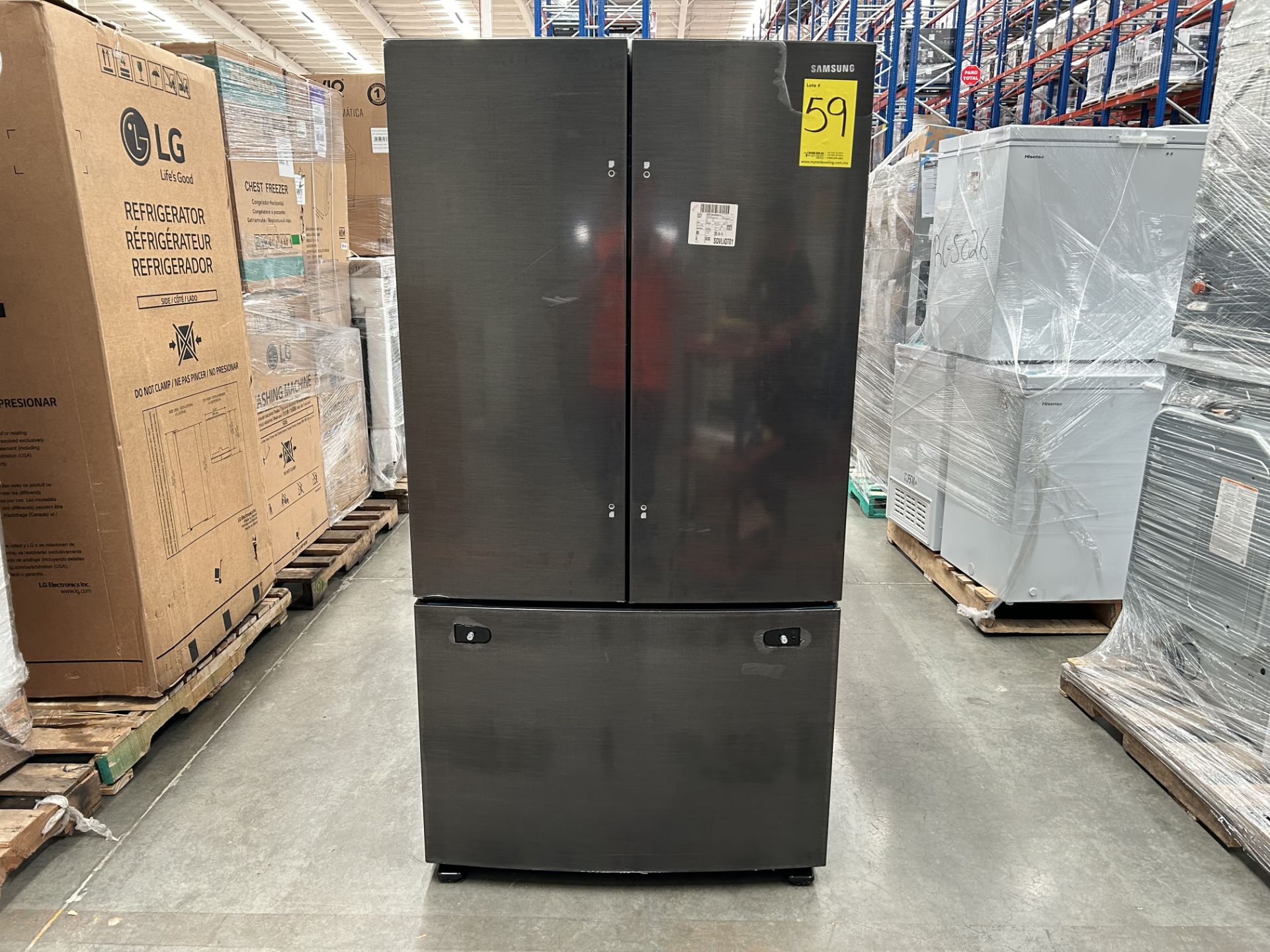 (Nuevo) Lote de 1 refrigerador Marca SAMSUNG, Modelo RF28T5A01B1, Serie 600730A, Color NEGRO (Favor