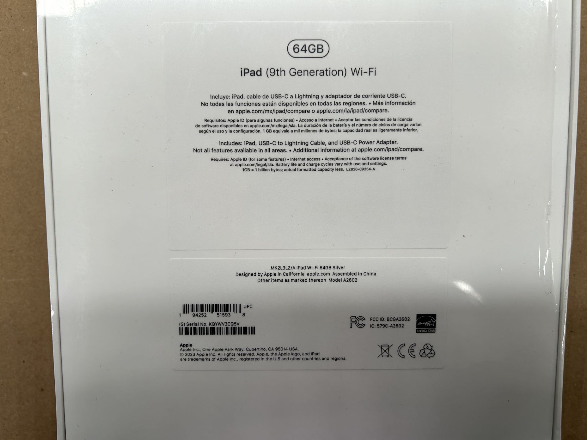 (Nuevo) Lote de 1 iPad 9a generación de 64 GB, Serie V3CQ5V, Color PLATA (Sellada, Favor de Inspecc - Image 3 of 4