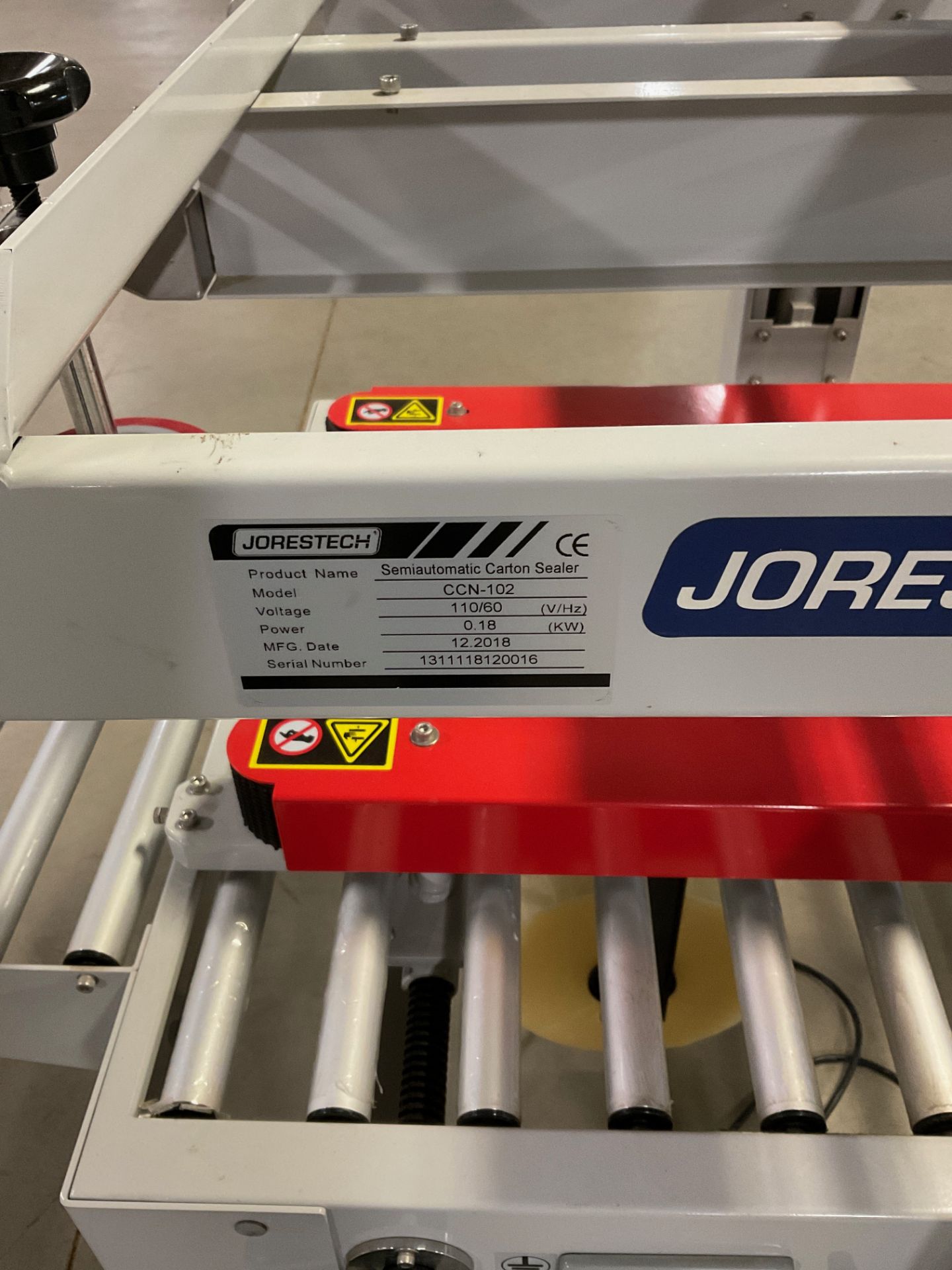 2018 Jorestech Semiautomatic Bottom Carton Sealer, S/N: 1311118120016 | Rig Fee $125 - Image 2 of 5