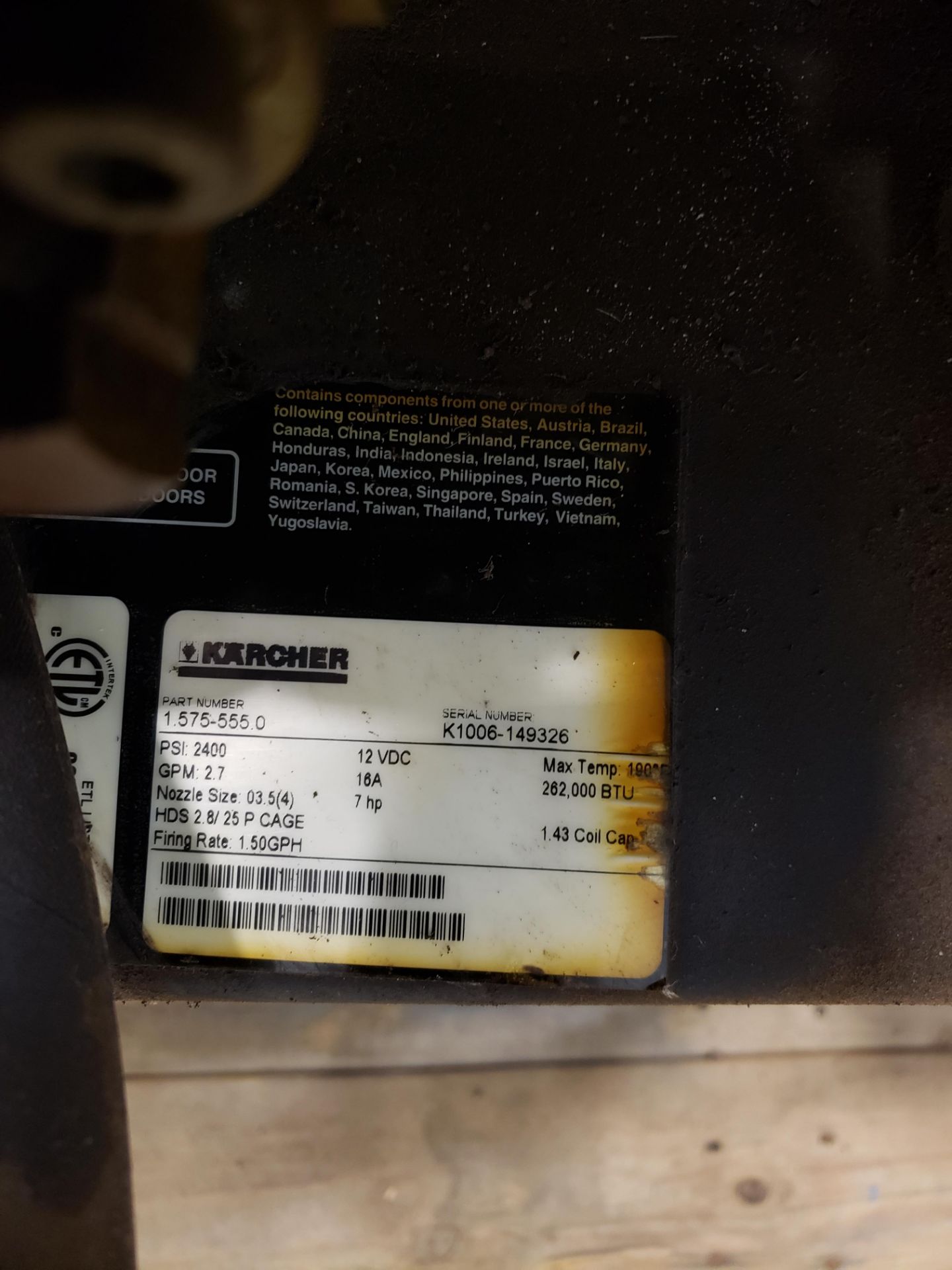 Karcher Gas Pressure Washer, M# 1.575-555.0, S/N K1006-149326 | Rig Fee $25 - Image 2 of 2