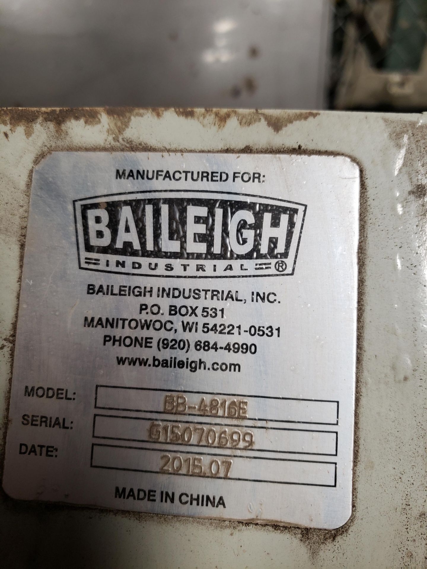 Baileigh 48" Box & Pan Sheet Metal Brake, M# BB-4816E, S/N G15070699 | Rig Fee $125 - Image 2 of 2