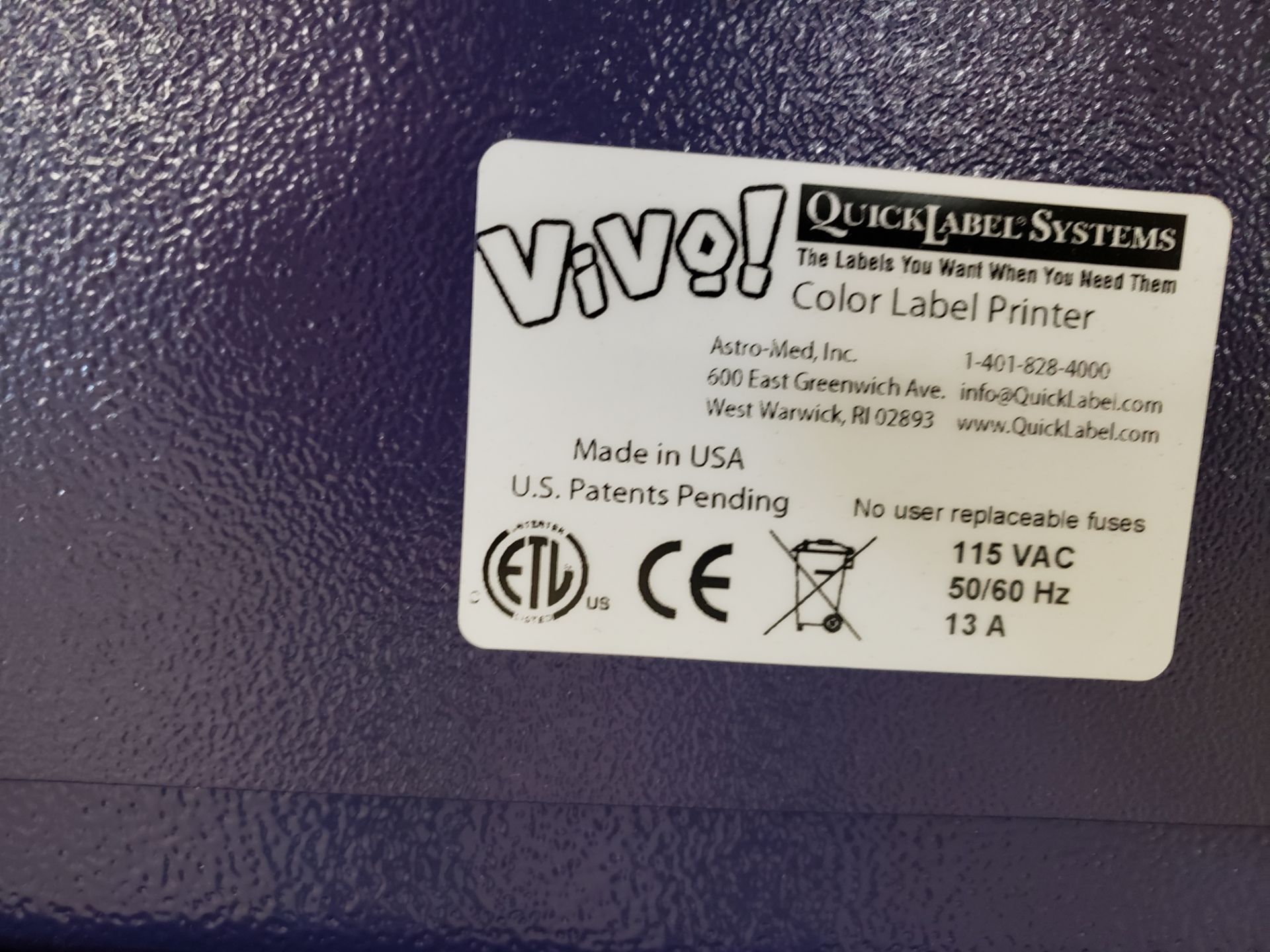 Vivo Quick Label System, Color Label Printer | Rig Fee $100 - Image 3 of 3