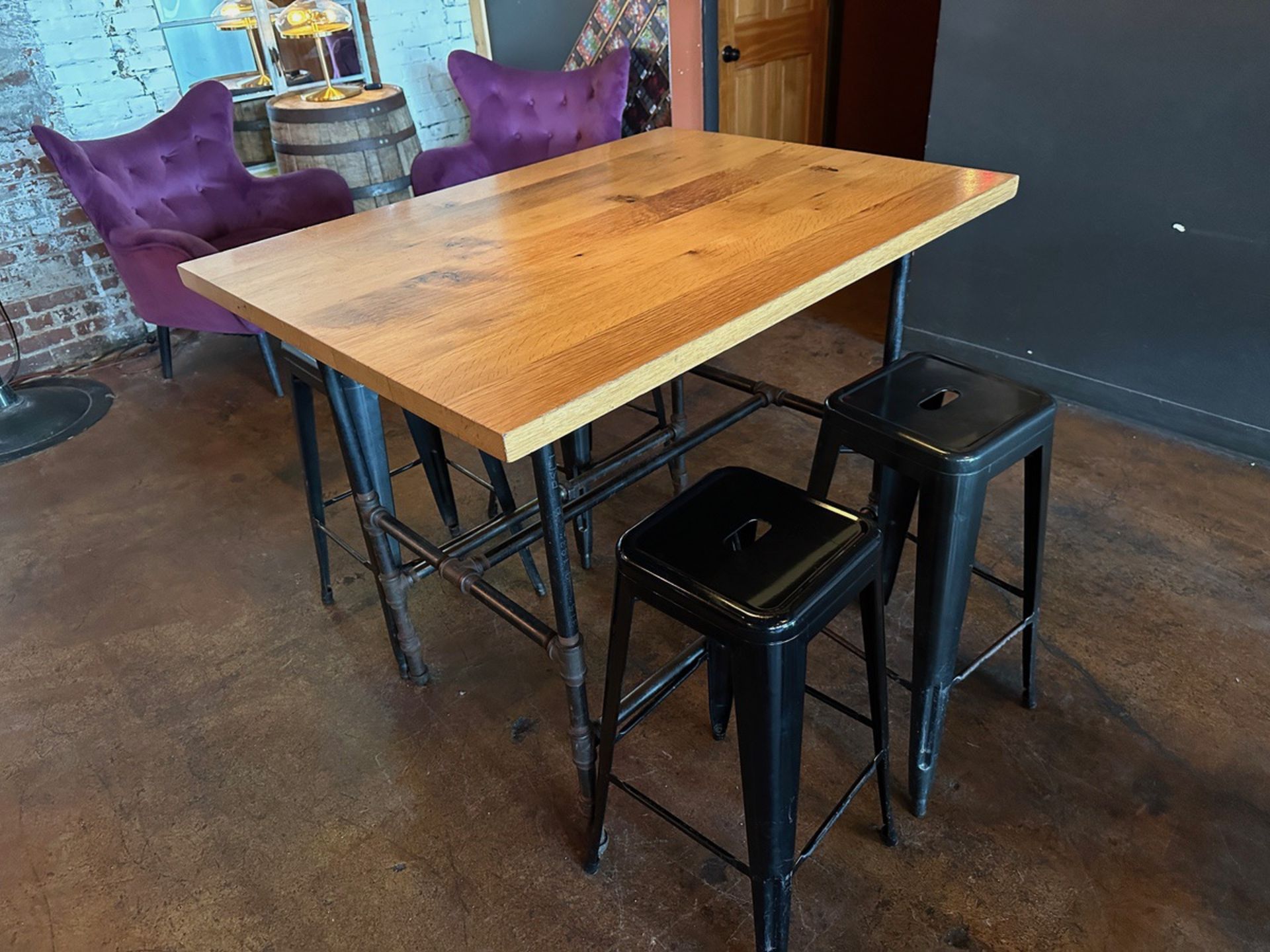3' x 4' Custom High Top Bar Table with (4) Stools | Rig Fee $75