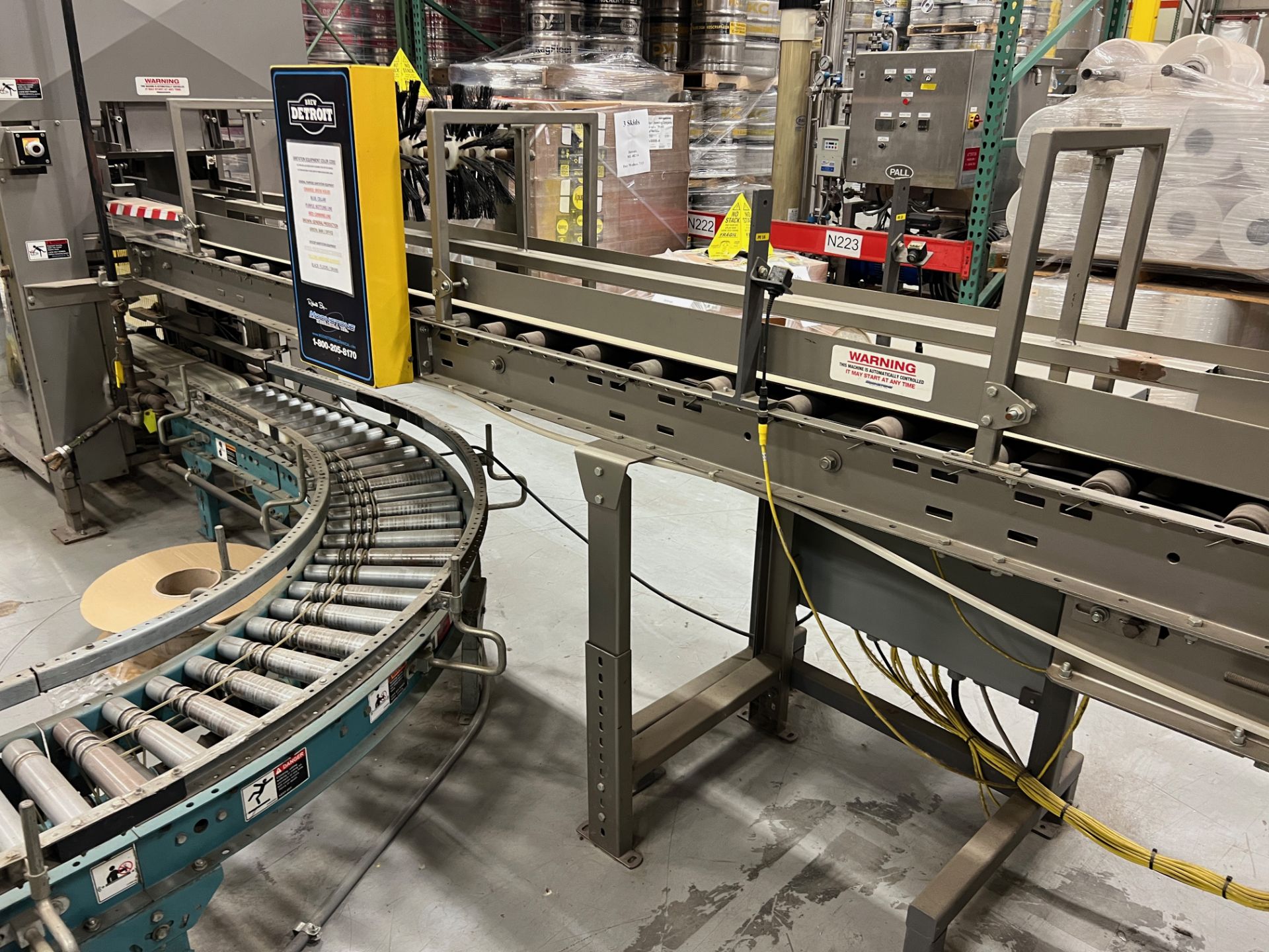 Power Roller Case Conveyor, Approx 20ft OAL, (2) 90 Deg | Rig Fee $400