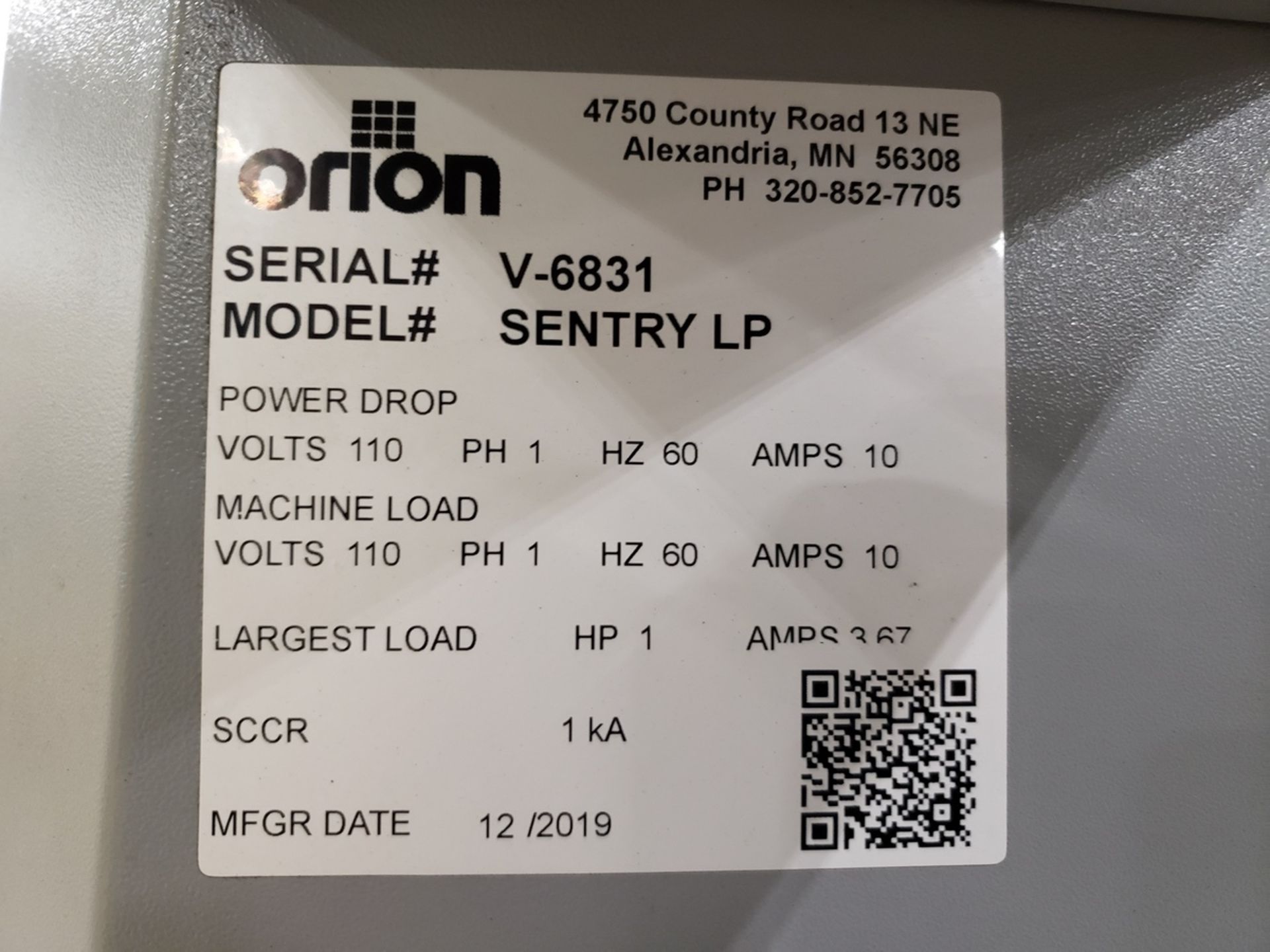 2019 Orion Stretch Wrapper, M# SENTRY LP, S/N V-6831 | Rig Fee $350 - Image 2 of 3