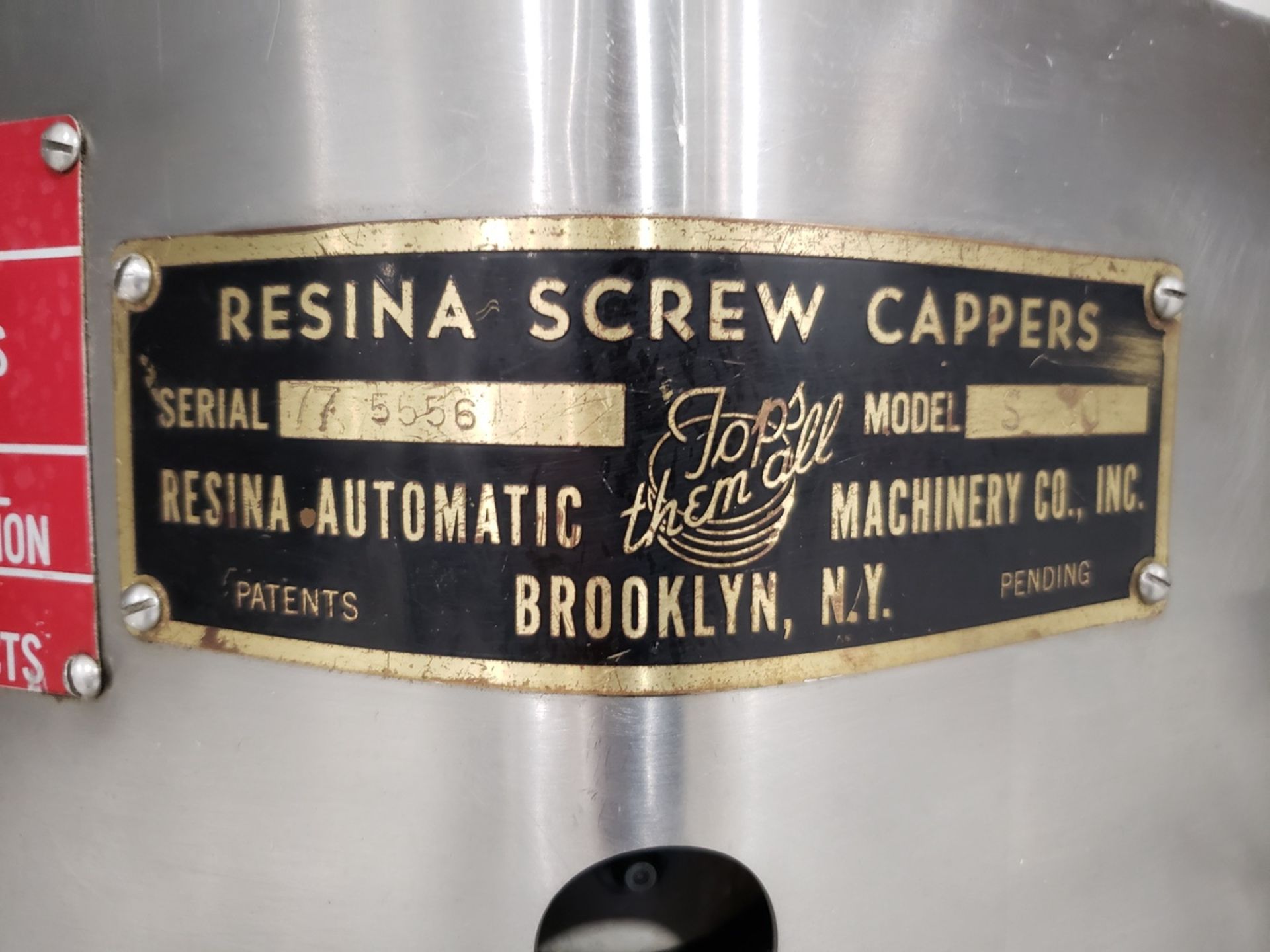 Resina Screw Capper, M# S30, S/N 775556 | Rig Fee $500 - Image 2 of 5