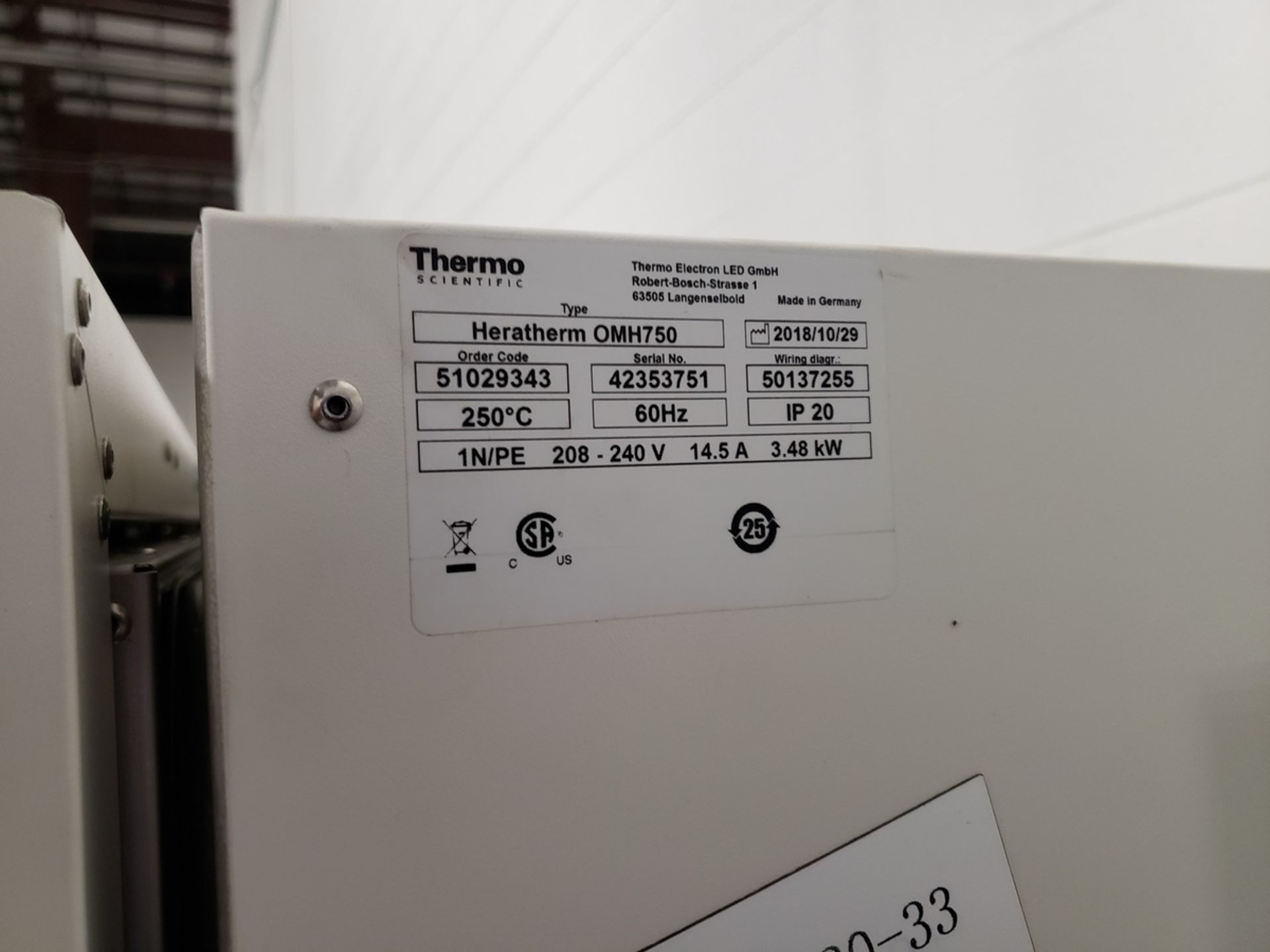 Thermo Scientific Advanced Laboratory Oven, M# Heratherm OMH750, S/N 42353751 | Rig Fee $200 - Image 2 of 3