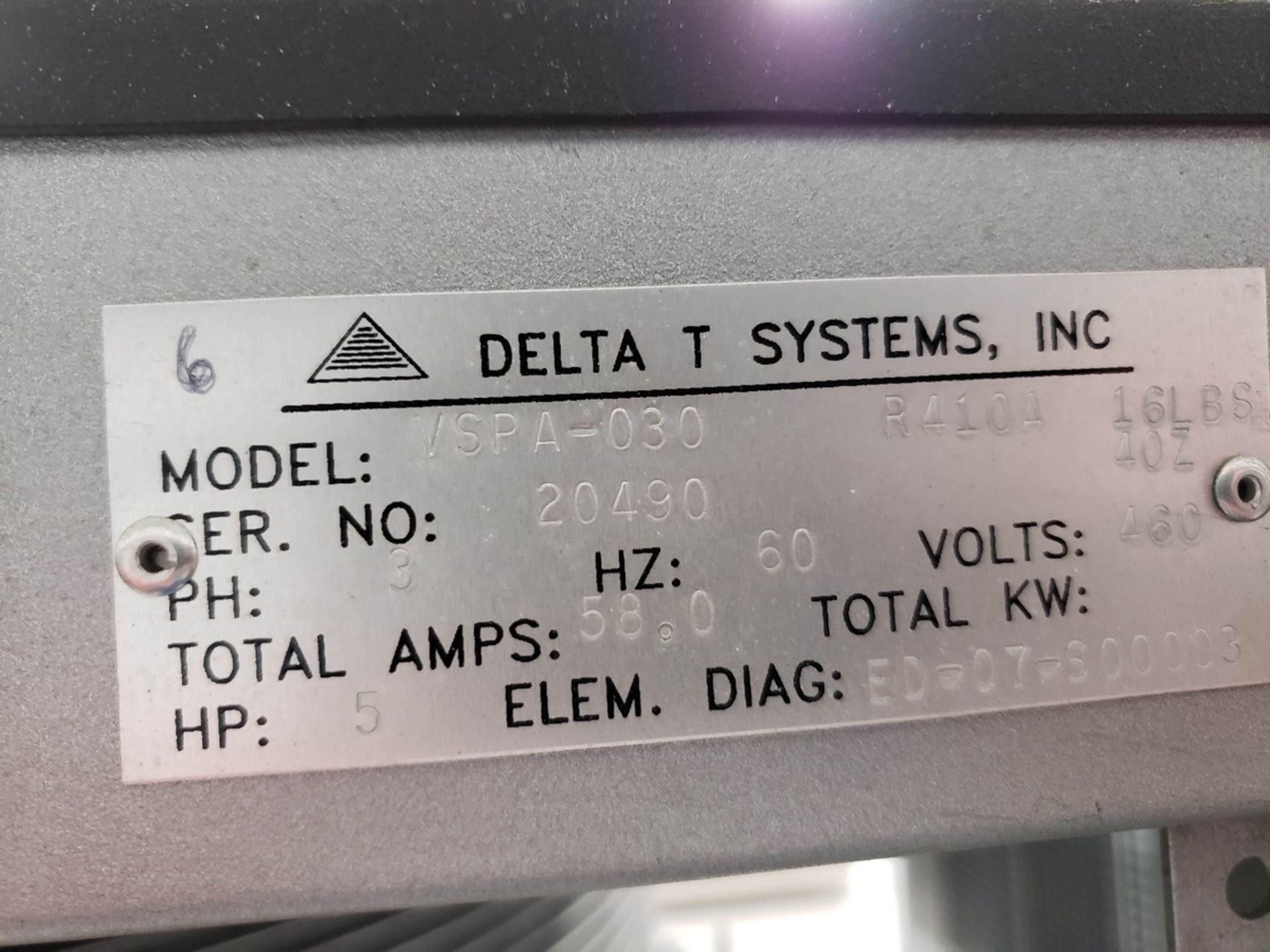 Delta T Systems Water Chiller, M# VSPA-030, S/N 20490 | Rig Fee $500 - Image 2 of 2