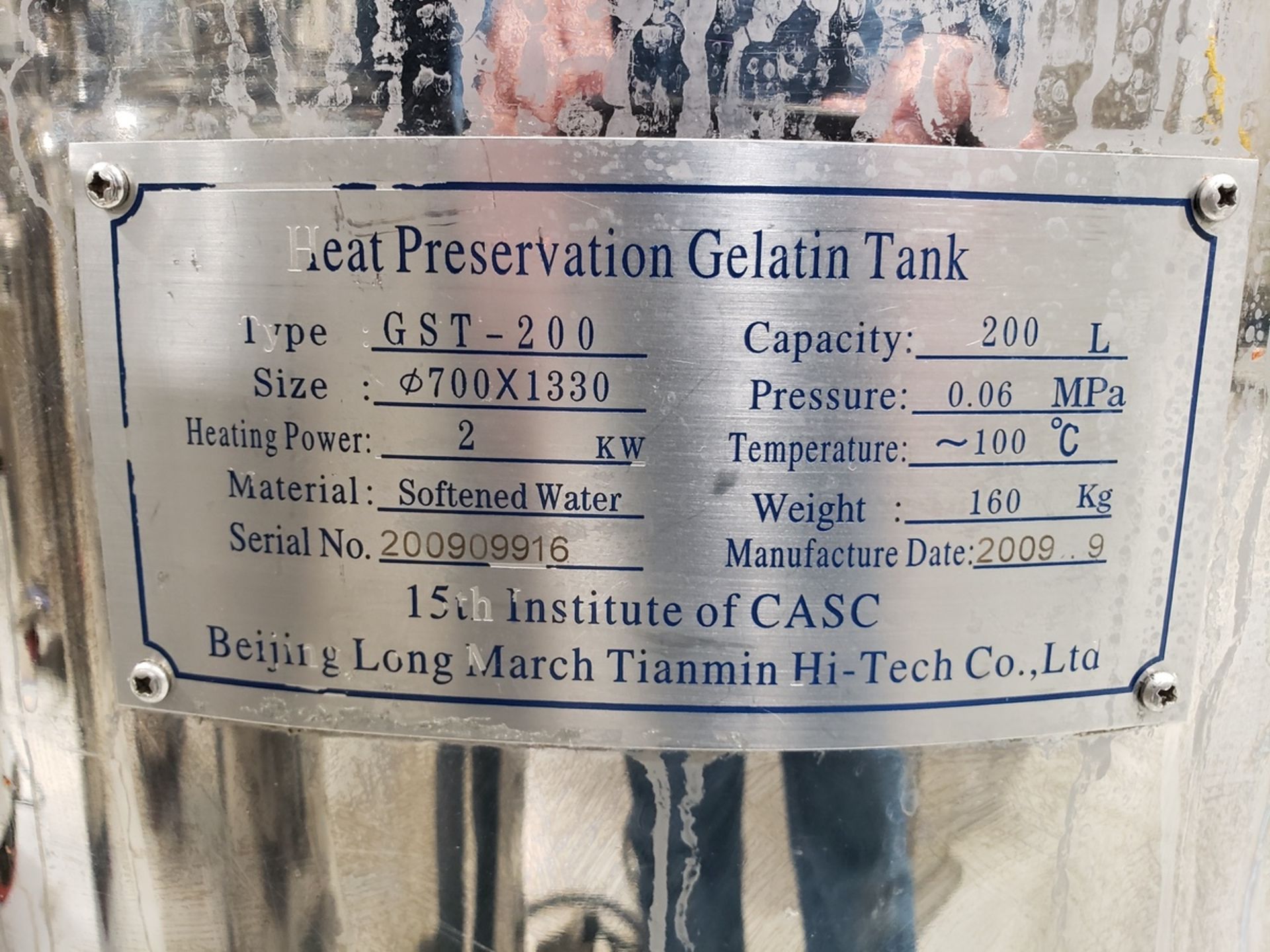 200 Liter Gelatin Storage Tank | Rig Fee $100 - Image 2 of 2