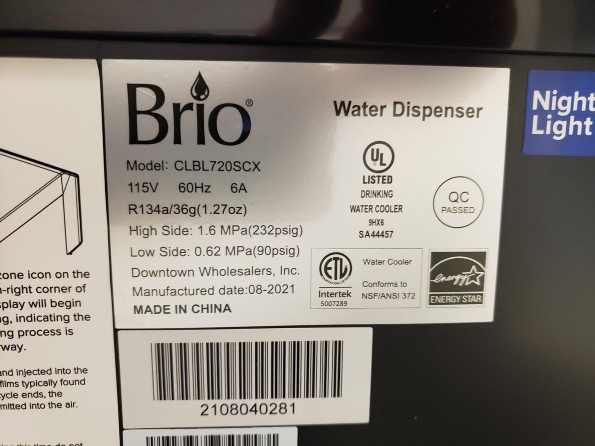 Brio Bottom Load Water Cooler, M# CLBL720SCX | Rig Fee $25 - Image 2 of 2