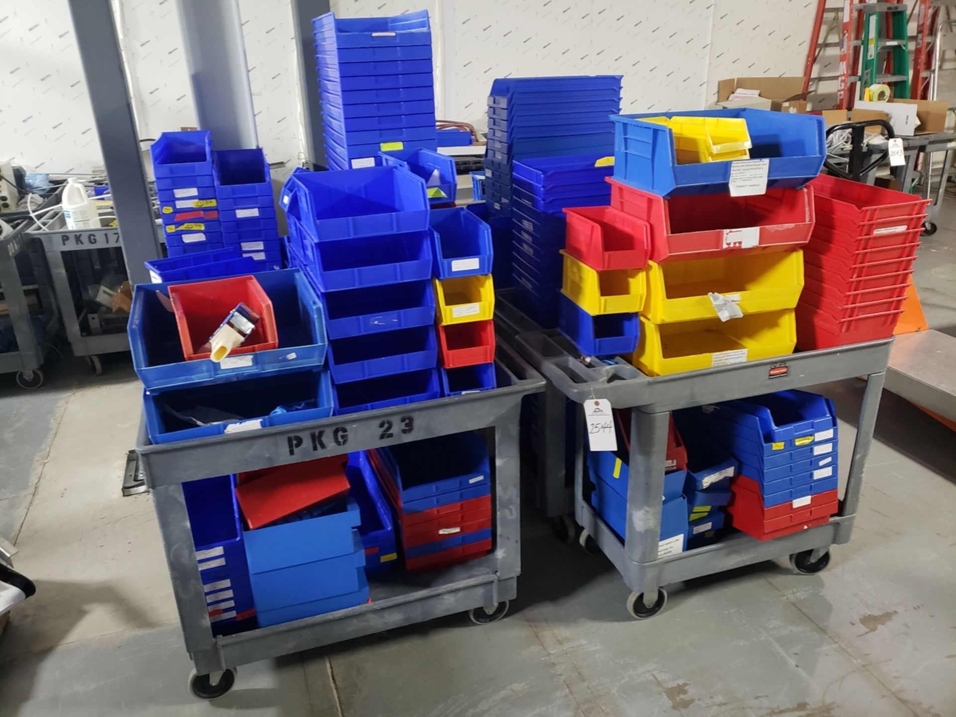 Lot of Storage Bins, W/ Carts | Rig Fee $25