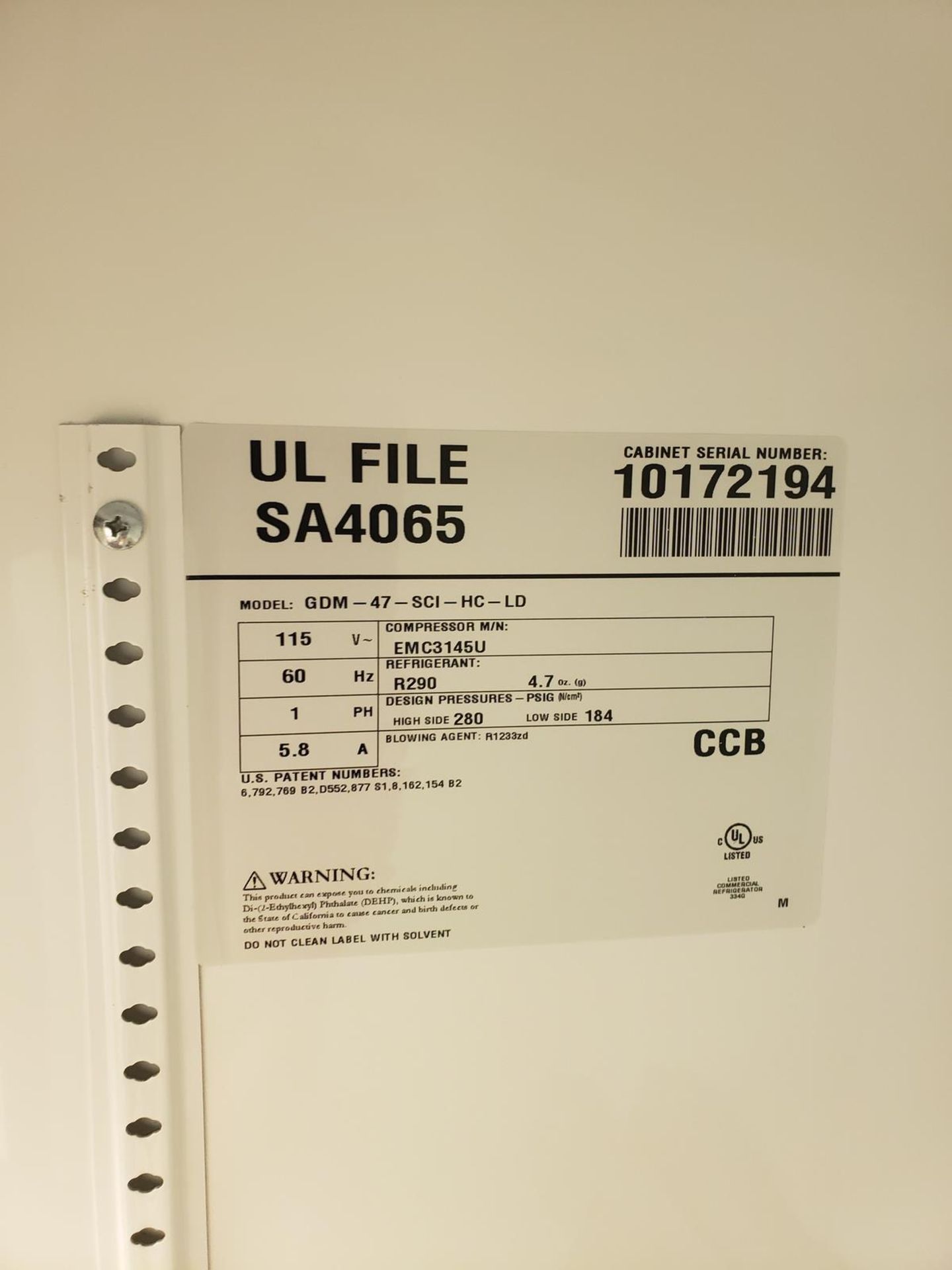 VWR Refrigerator, M# GDM-47-SCI-HC-LD, S/N 10172194 - Image 2 of 2