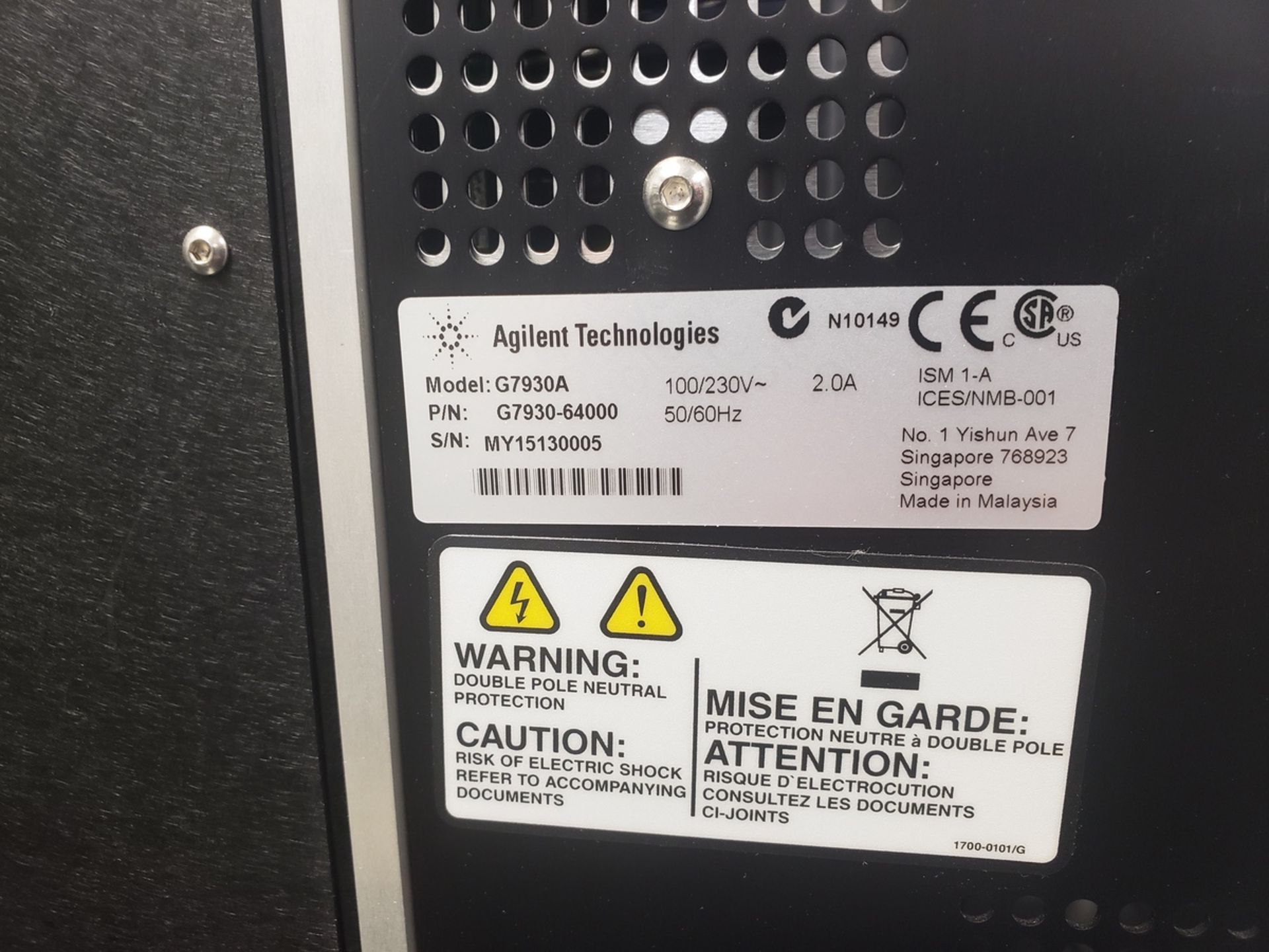 Agilent Technologies 850-DS Dissolution Sampling Station, M# G7930A, S/N MY15130005 - Image 2 of 3
